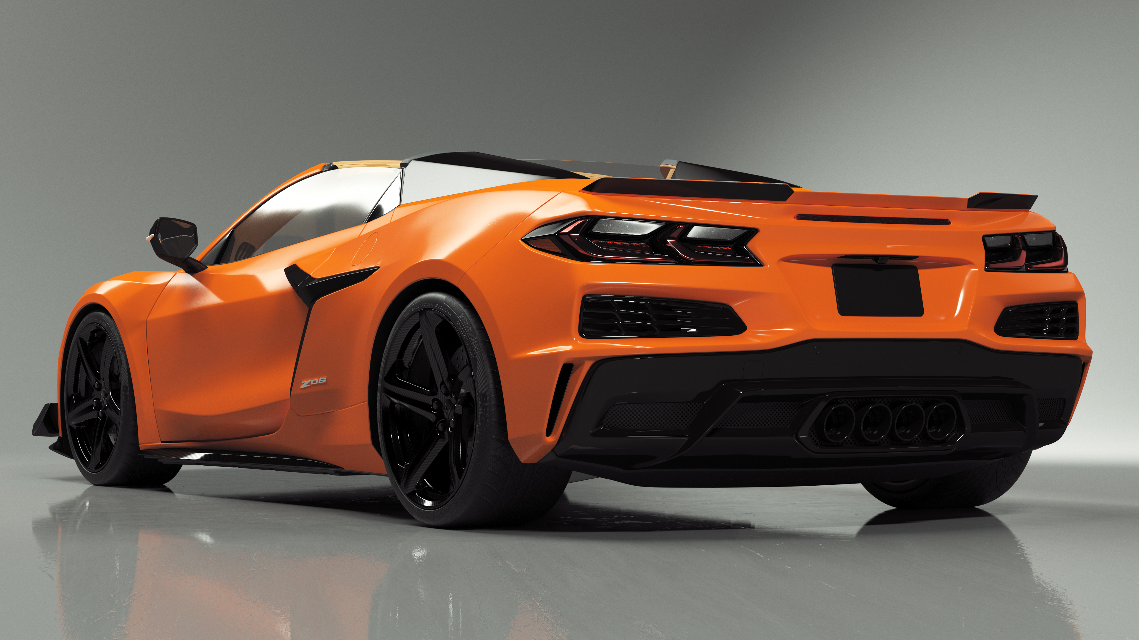 Orange Chevrolet Corvette Cabriolet Z06 2023 Cabriolet Open 3D model