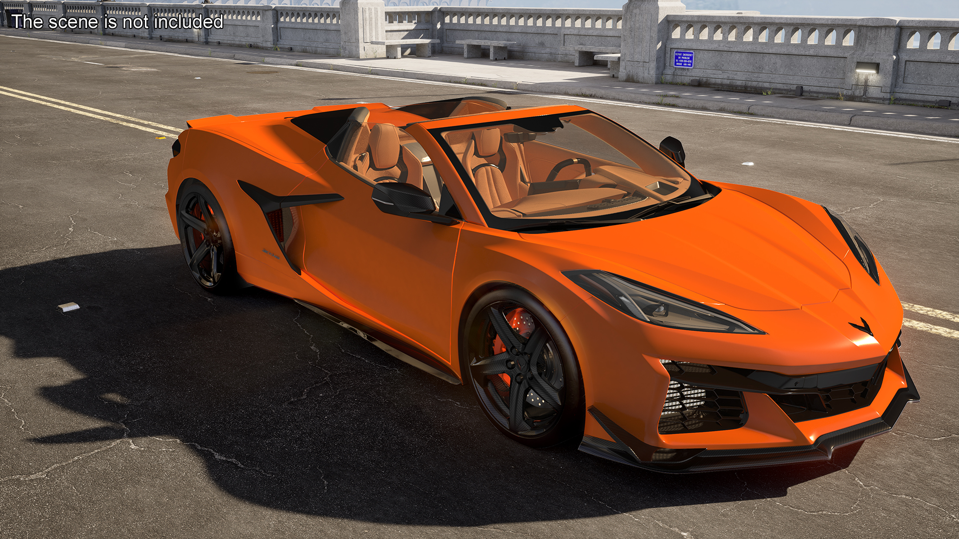 Orange Chevrolet Corvette Cabriolet Z06 2023 Cabriolet Open 3D model