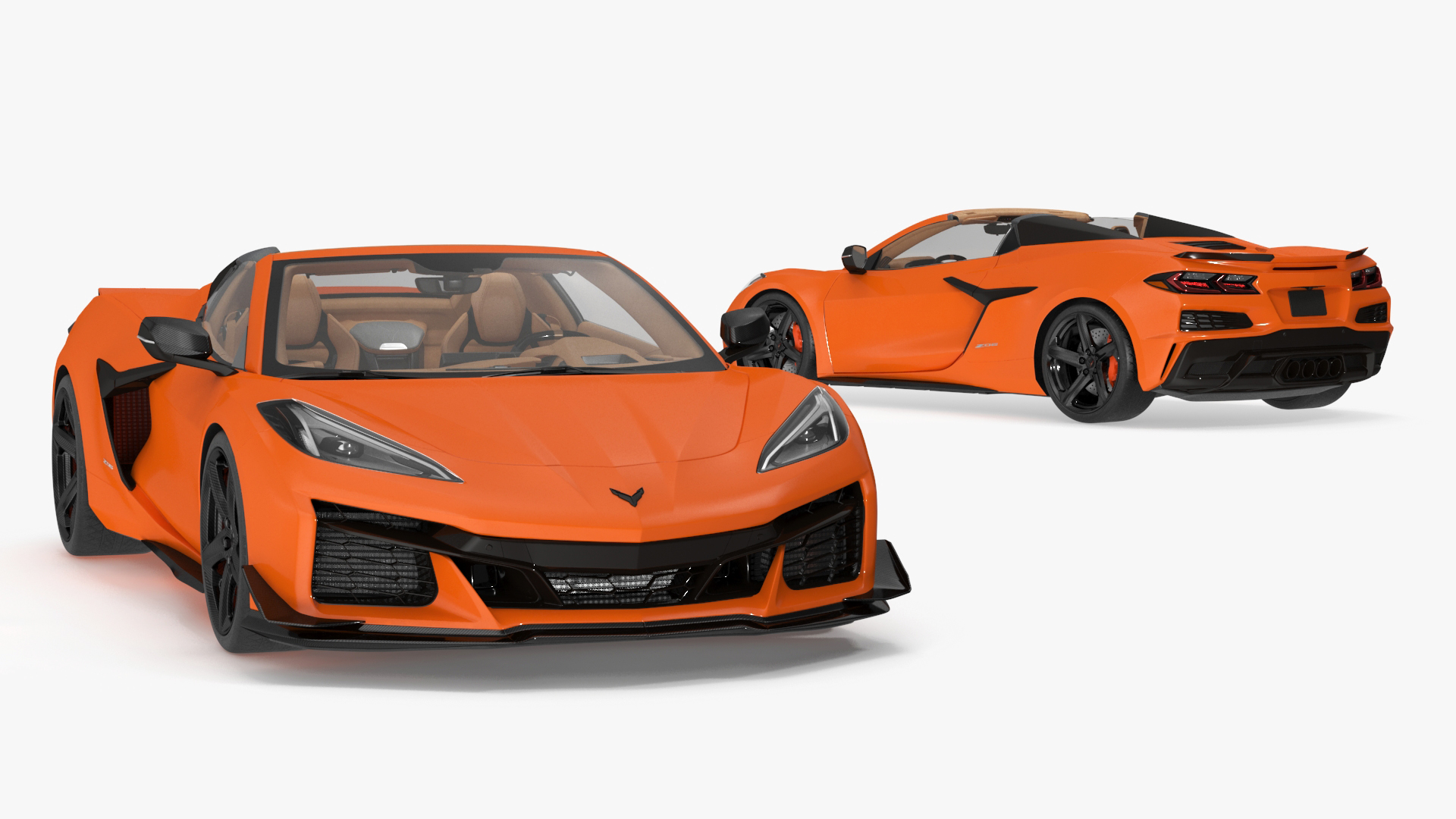 Orange Chevrolet Corvette Cabriolet Z06 2023 Cabriolet Open 3D model