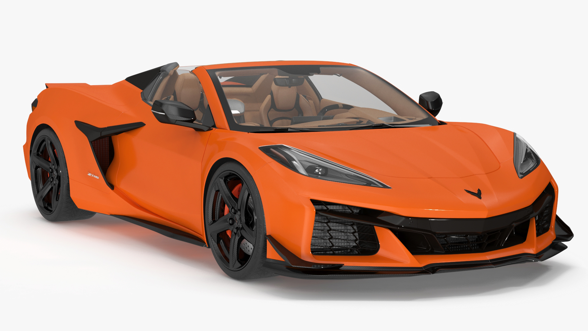 Orange Chevrolet Corvette Cabriolet Z06 2023 Cabriolet Open 3D model