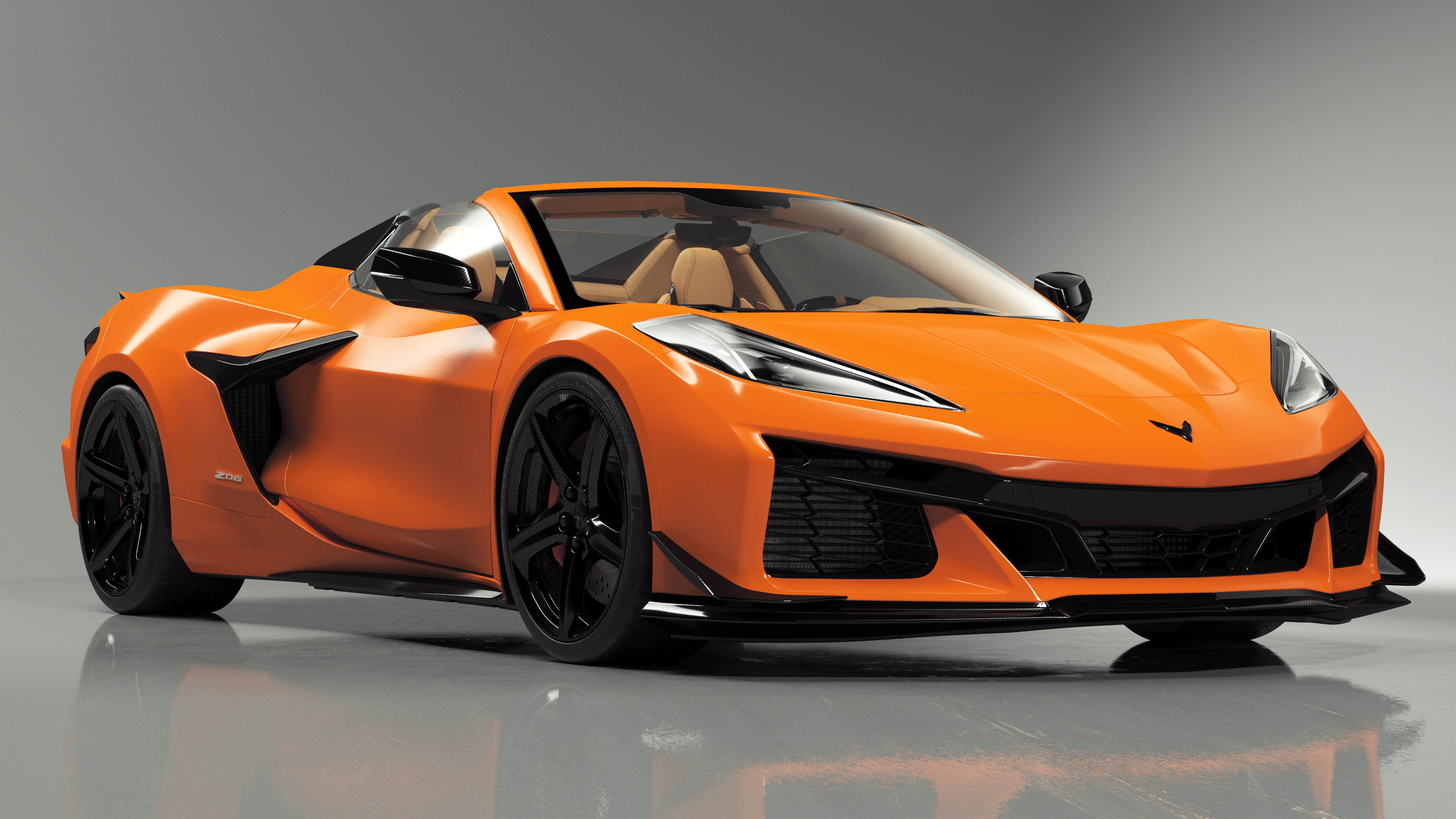 Orange Chevrolet Corvette Cabriolet Z06 2023 Cabriolet Open 3D model