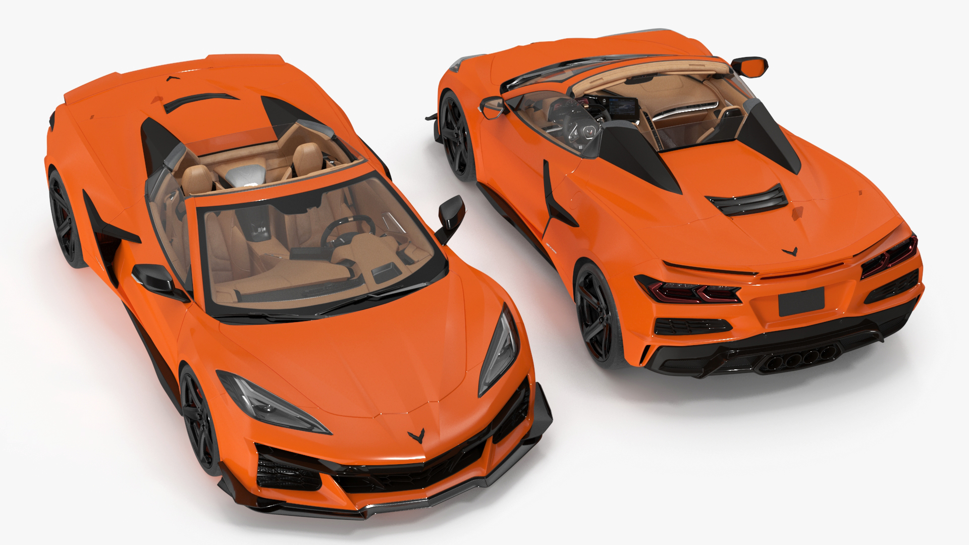 Orange Chevrolet Corvette Cabriolet Z06 2023 Cabriolet Open 3D model