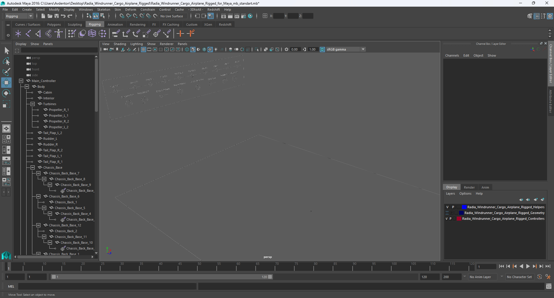 Radia Windrunner Cargo Airplane Rigged for Maya 3D