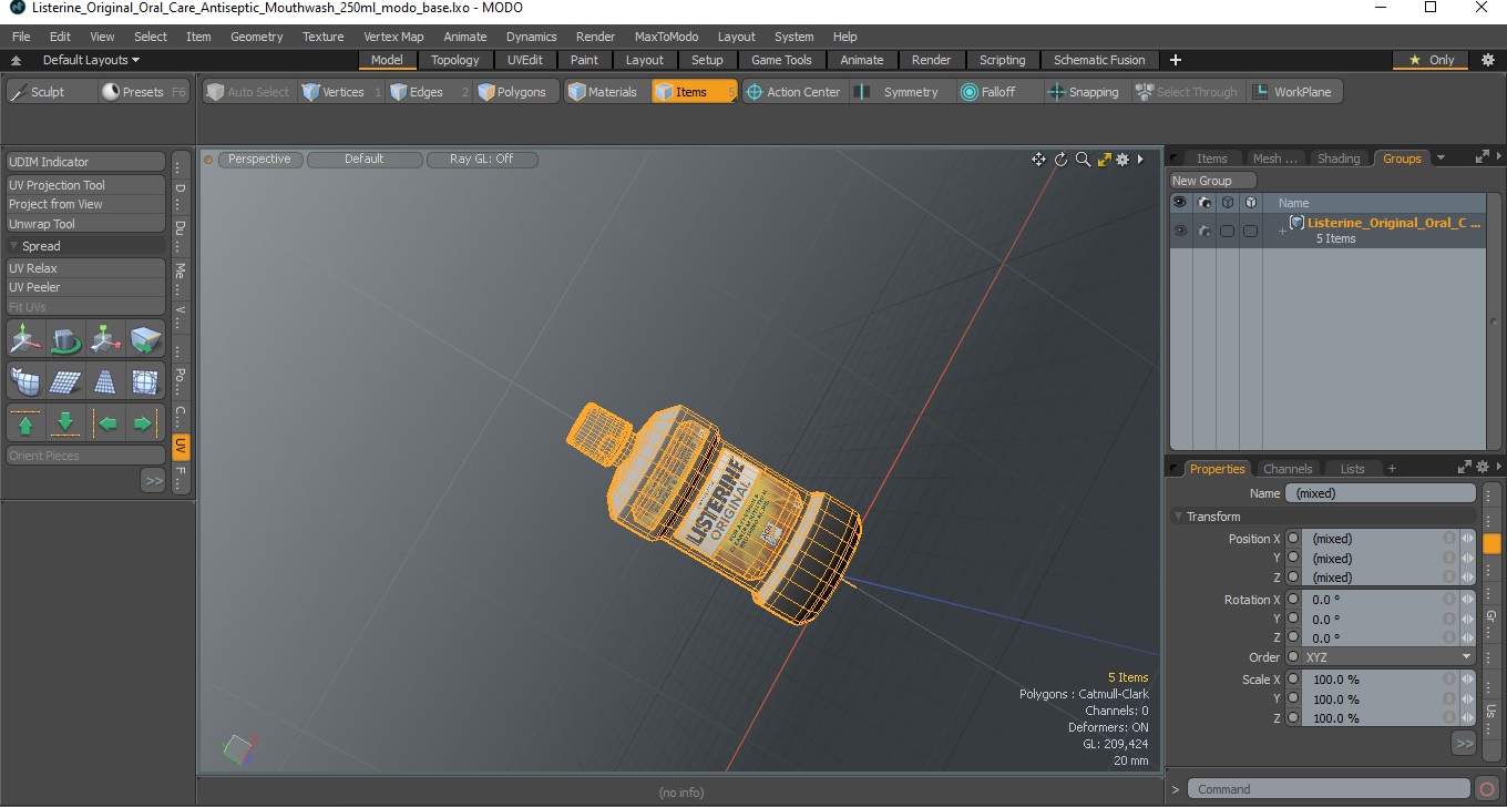 3D model Listerine Original Oral Care Antiseptic Mouthwash 250ml