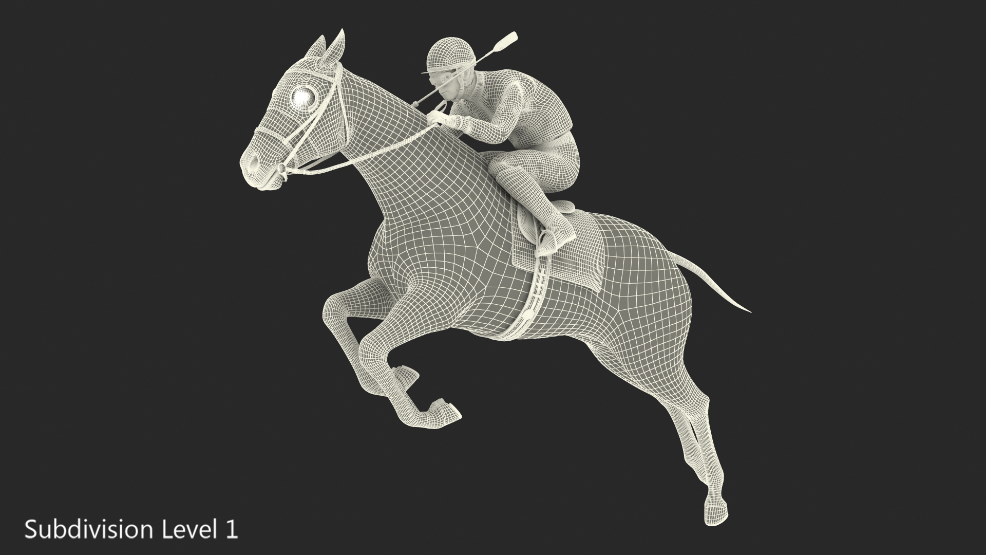Black Racing Horse with Jokey Jumping 3D