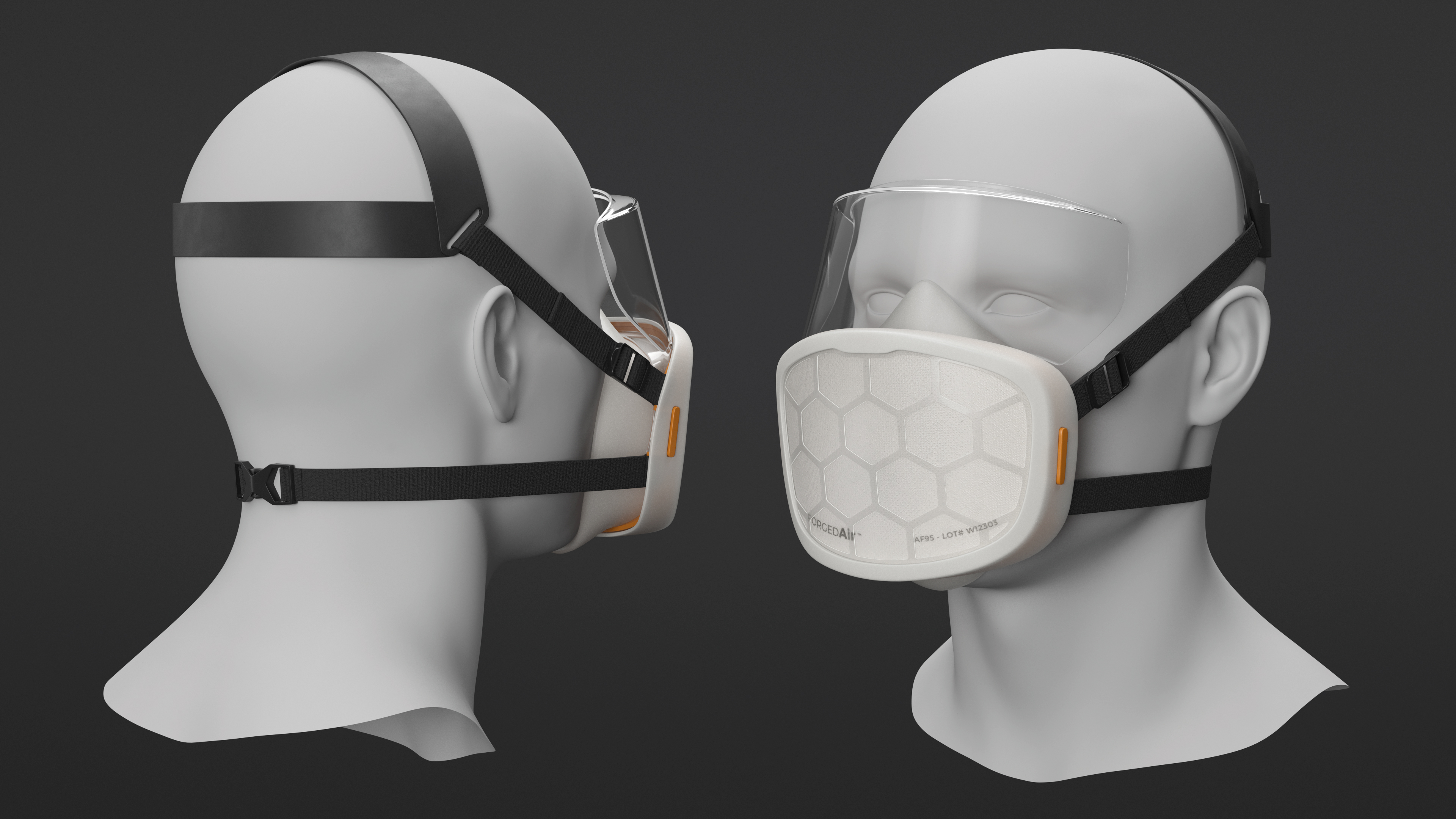 Respirator with Visor ForgedAir White 3D