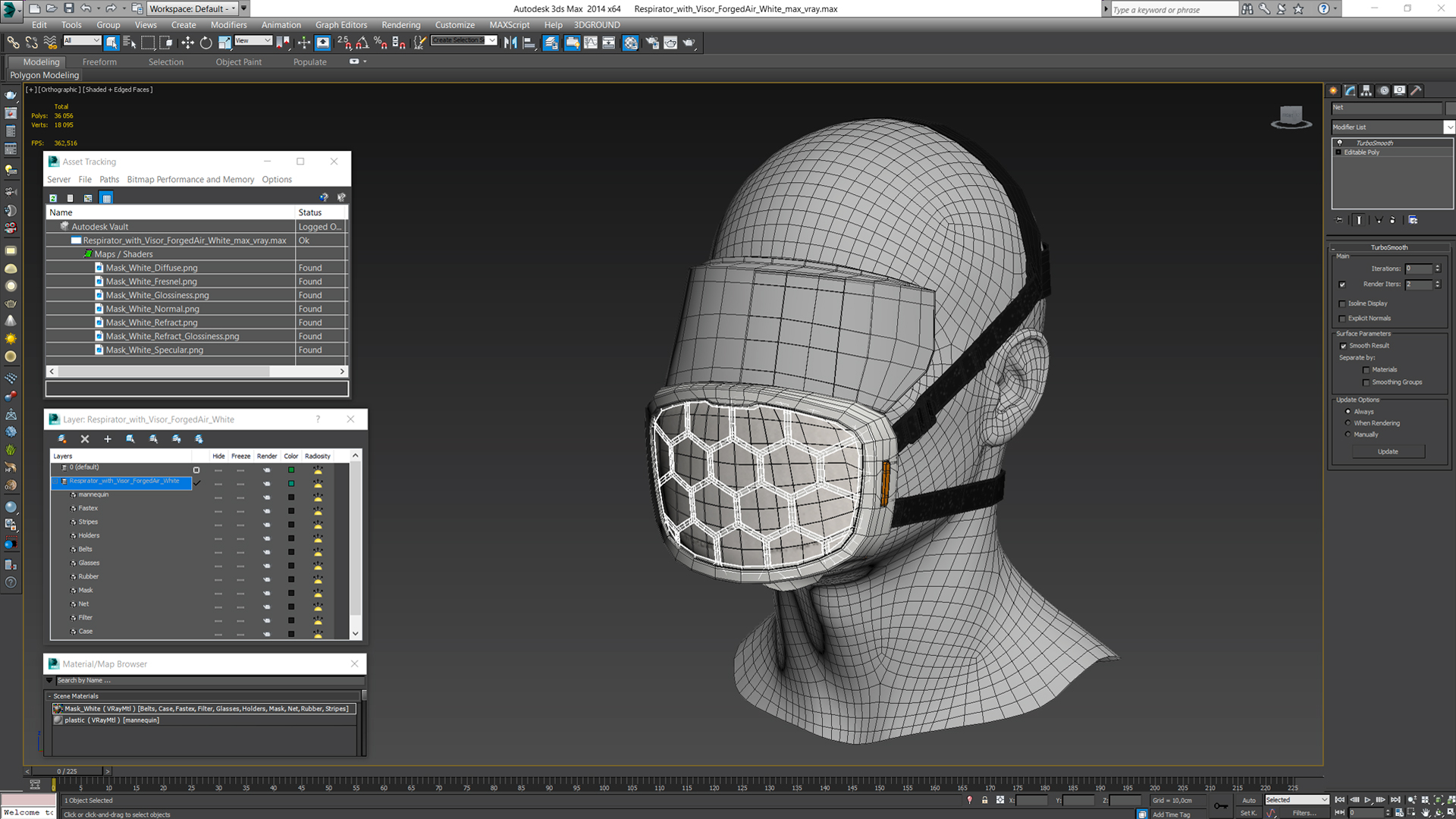 Respirator with Visor ForgedAir White 3D
