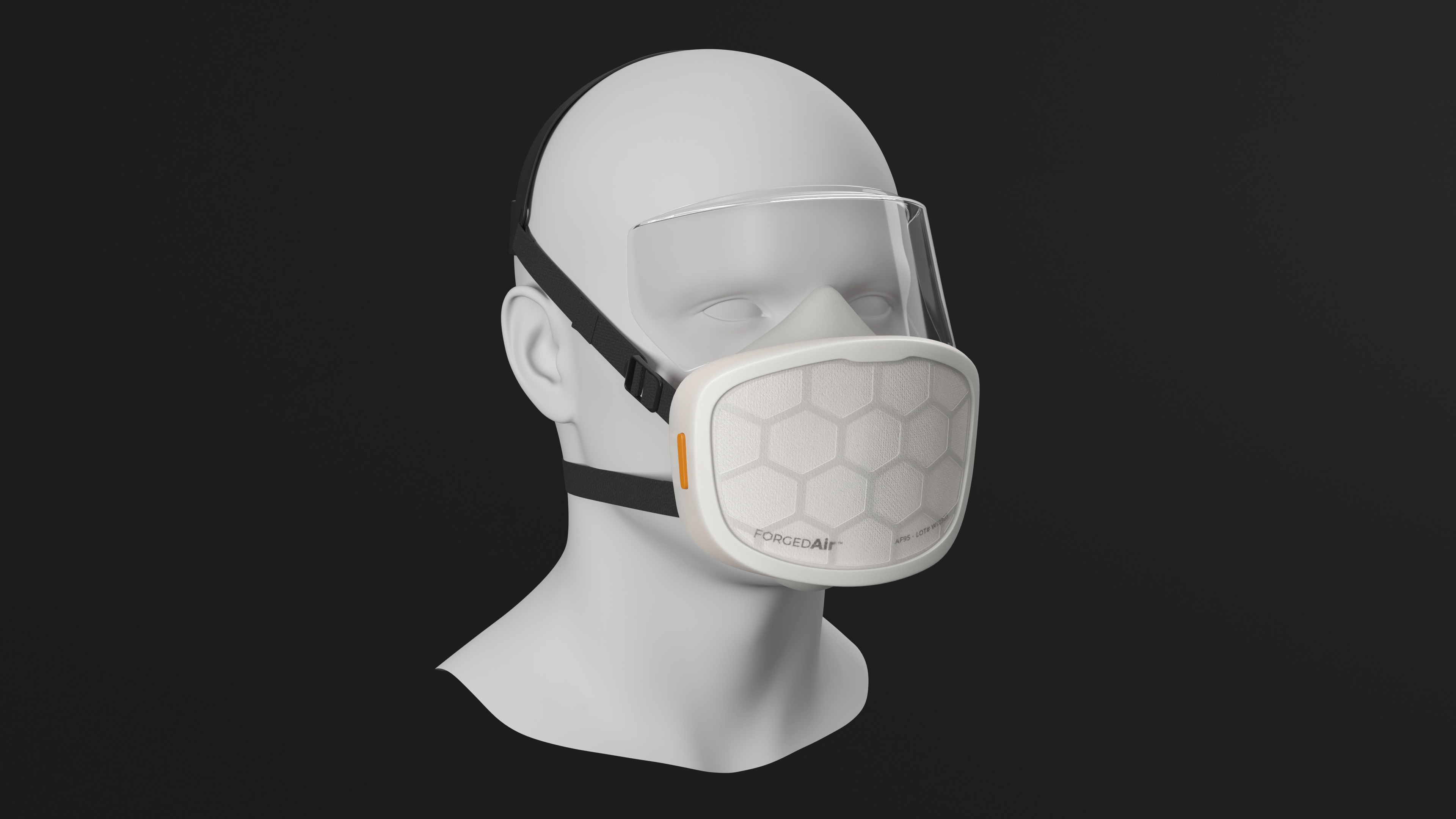 Respirator with Visor ForgedAir White 3D
