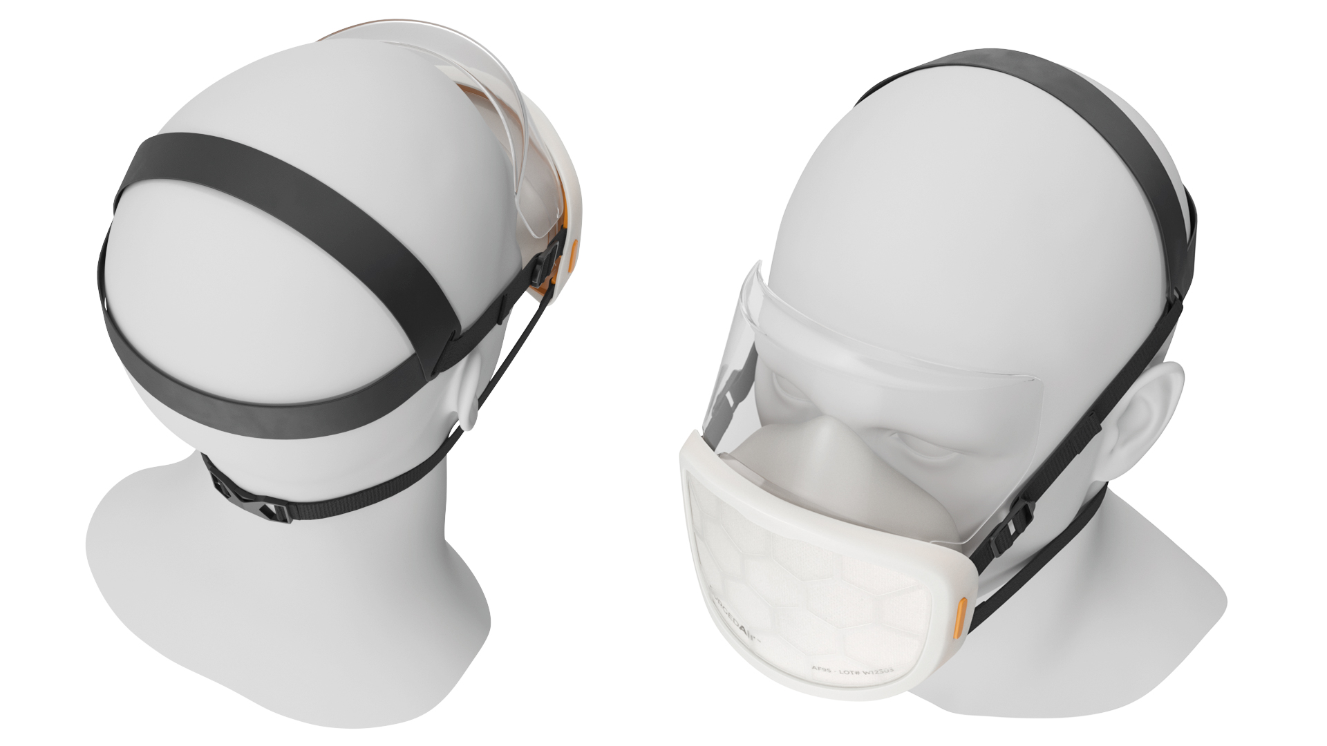 Respirator with Visor ForgedAir White 3D