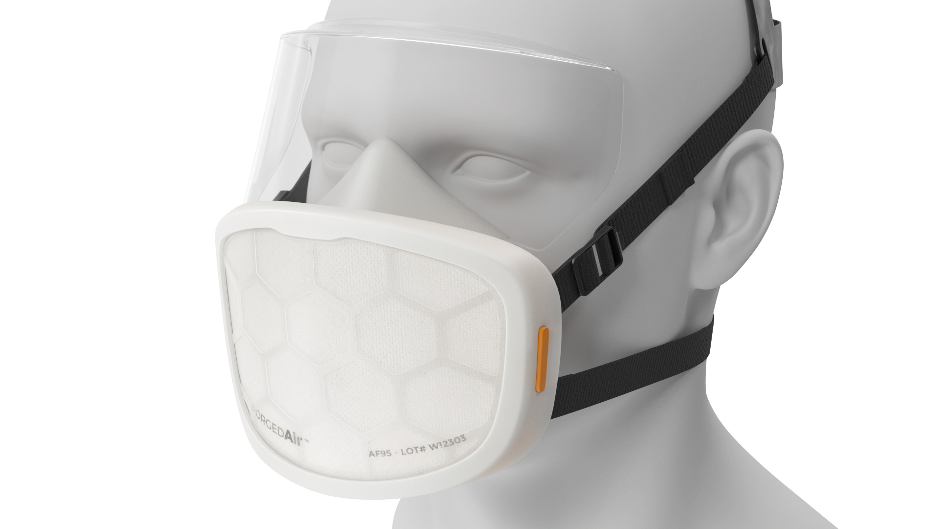 Respirator with Visor ForgedAir White 3D