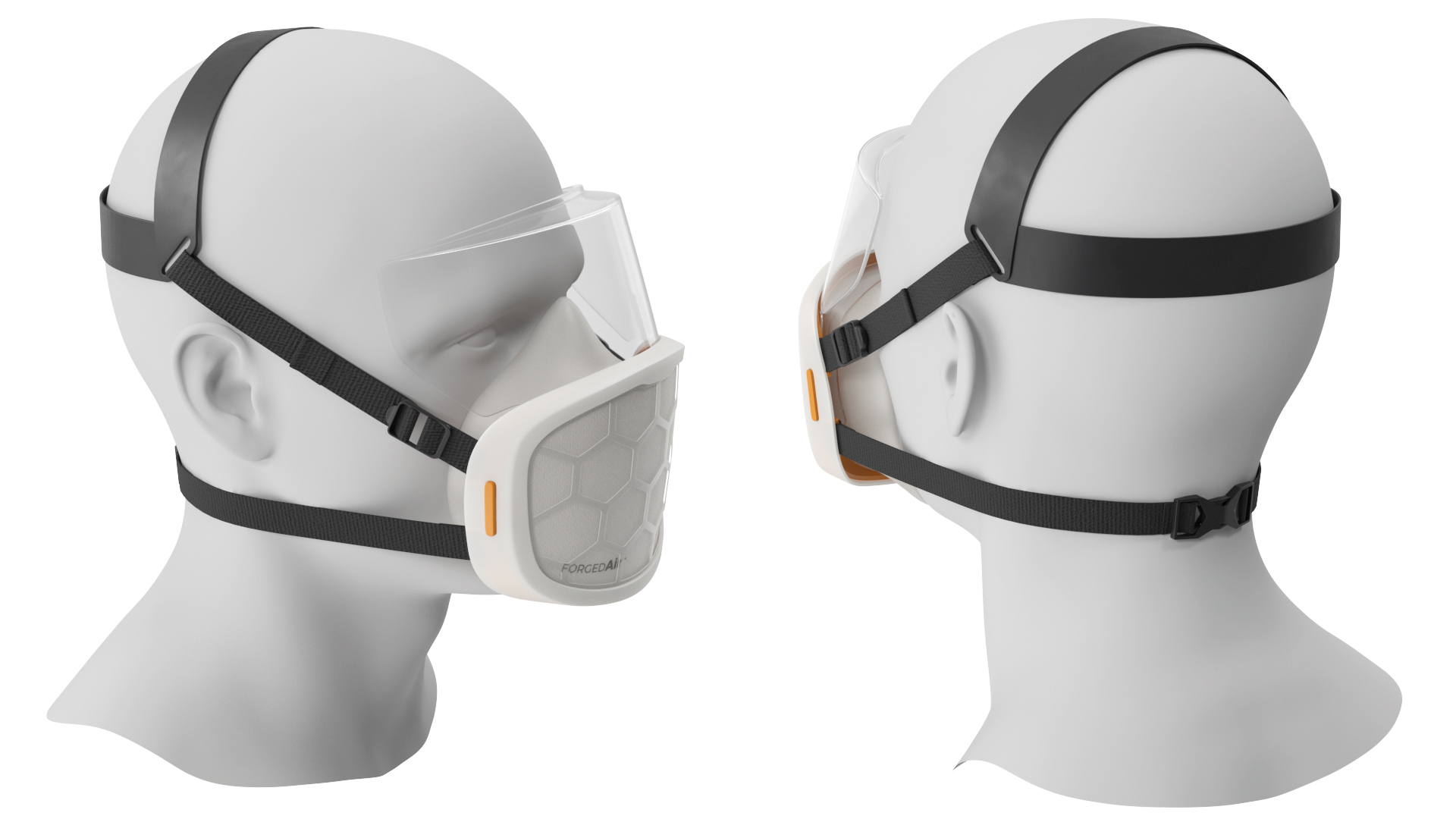 Respirator with Visor ForgedAir White 3D