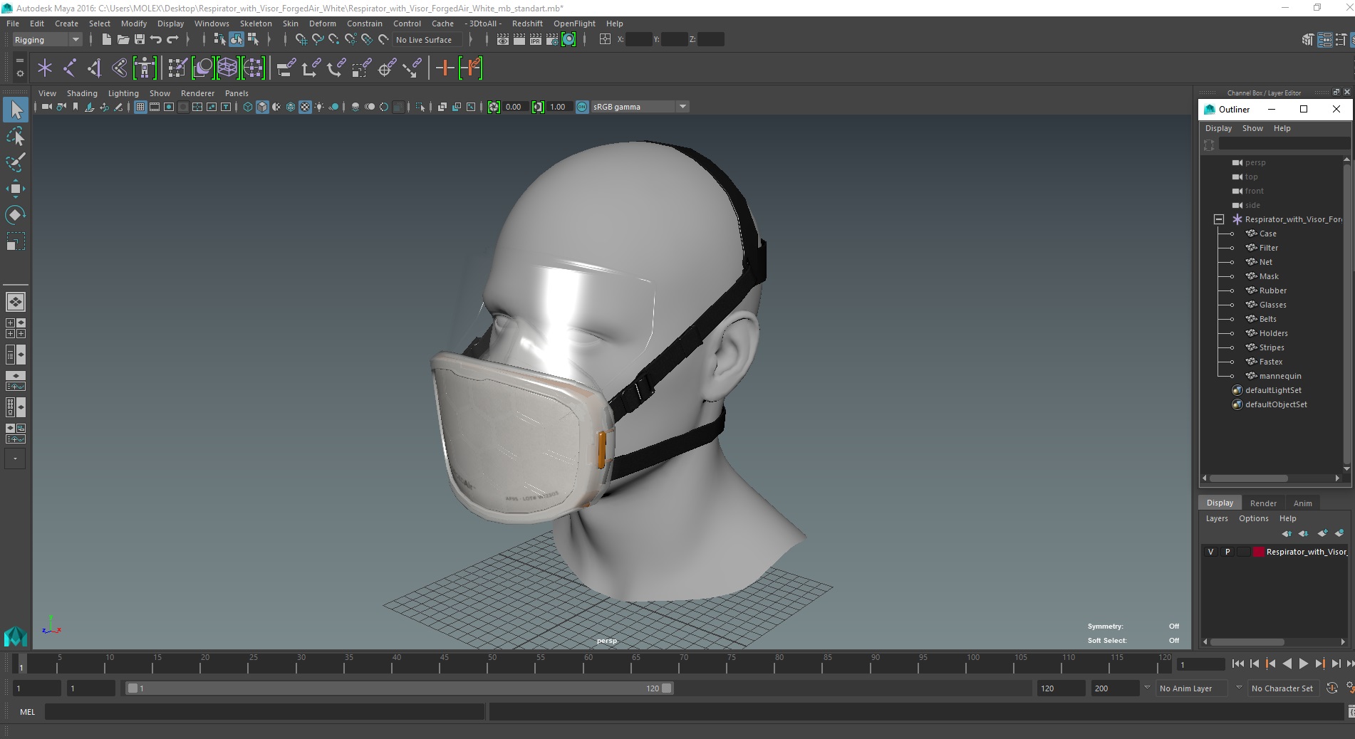 Respirator with Visor ForgedAir White 3D
