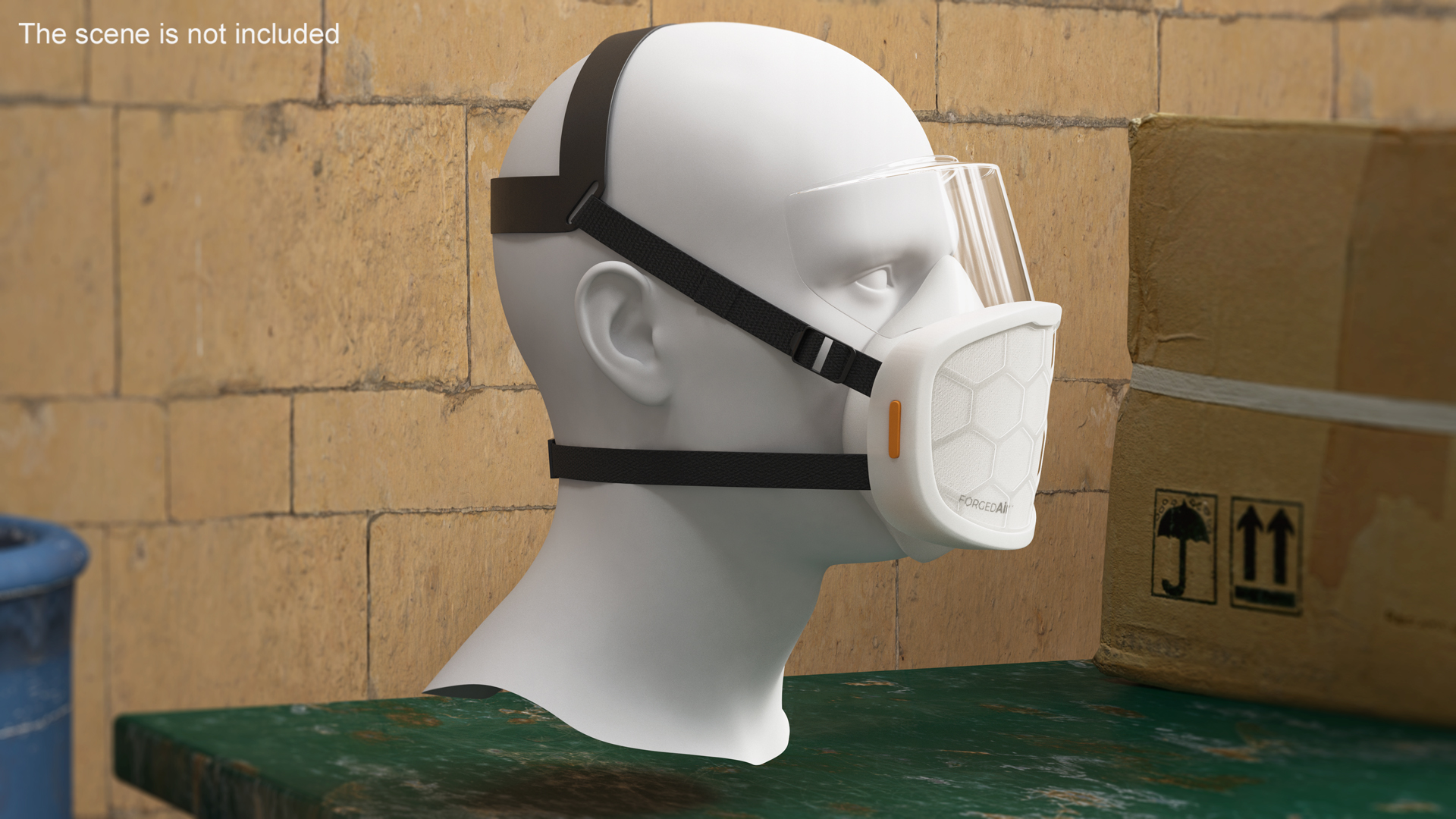Respirator with Visor ForgedAir White 3D