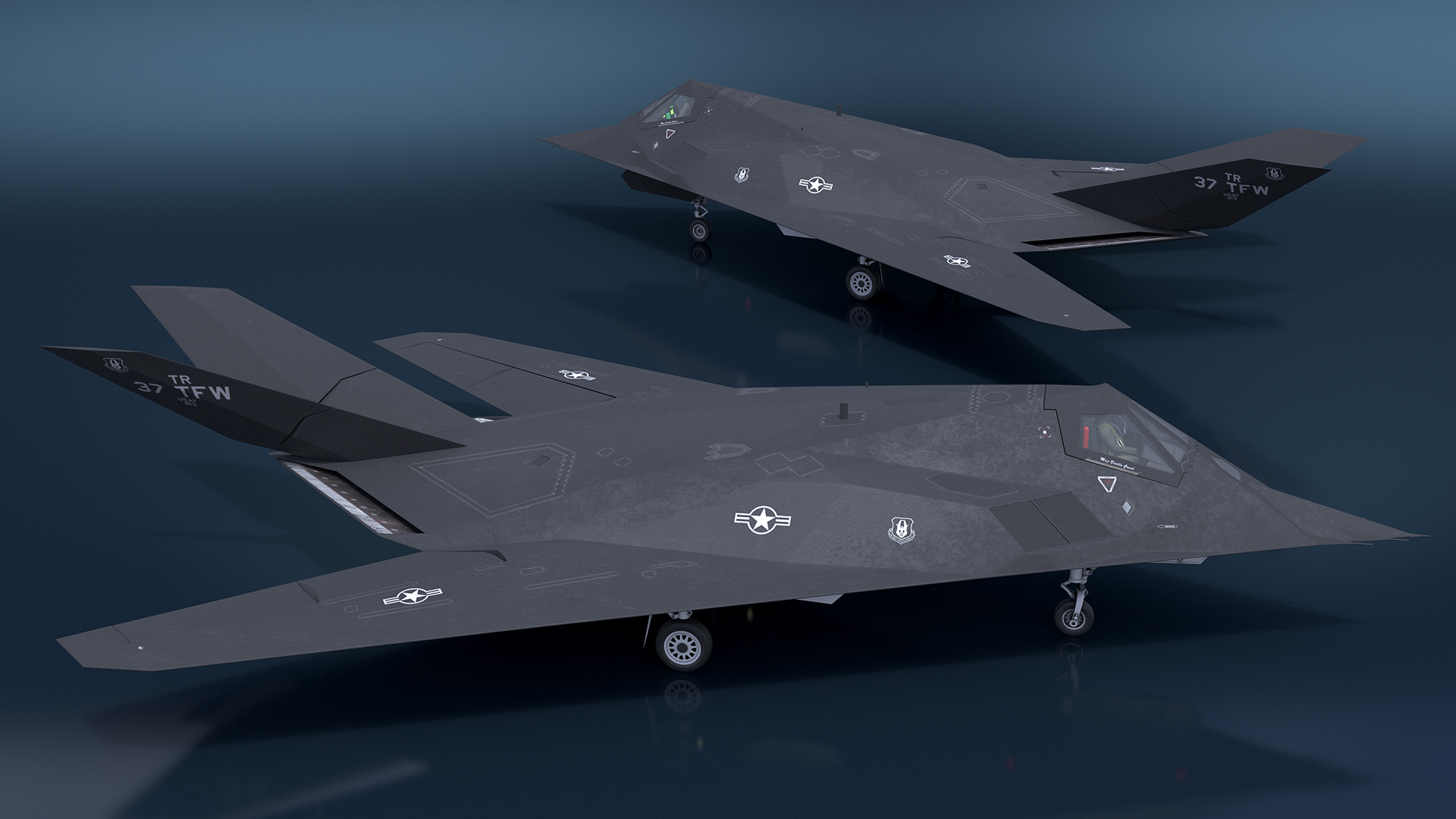 3D Aircraft Stealth F-117 Nighthawk with Pilot model