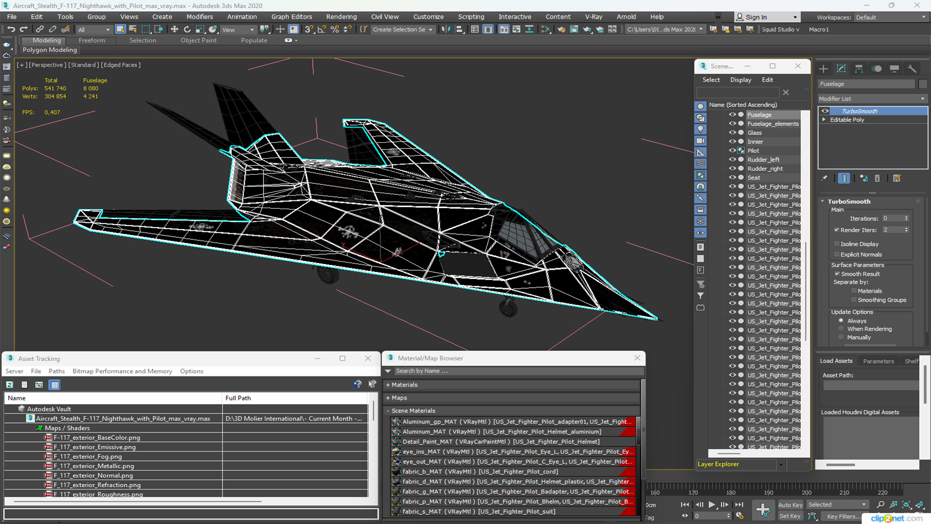 3D Aircraft Stealth F-117 Nighthawk with Pilot model