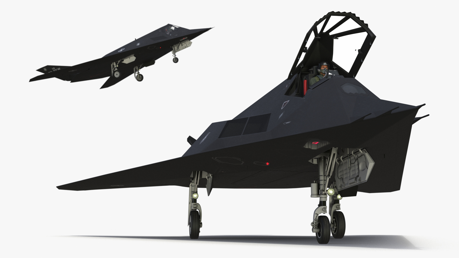 3D Aircraft Stealth F-117 Nighthawk with Pilot model