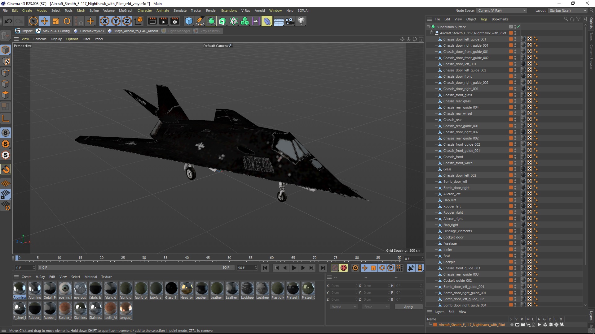3D Aircraft Stealth F-117 Nighthawk with Pilot model