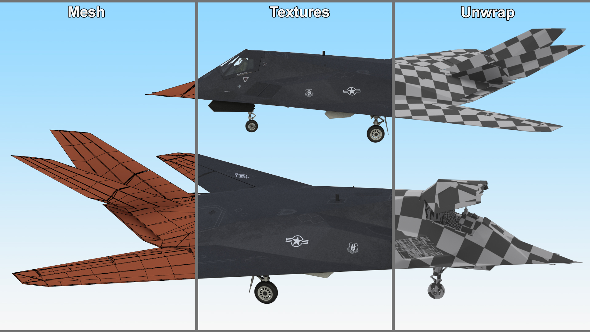 3D Aircraft Stealth F-117 Nighthawk with Pilot model