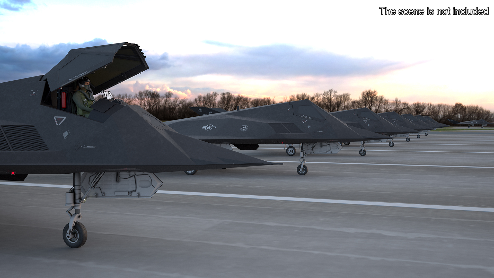 3D Aircraft Stealth F-117 Nighthawk with Pilot model