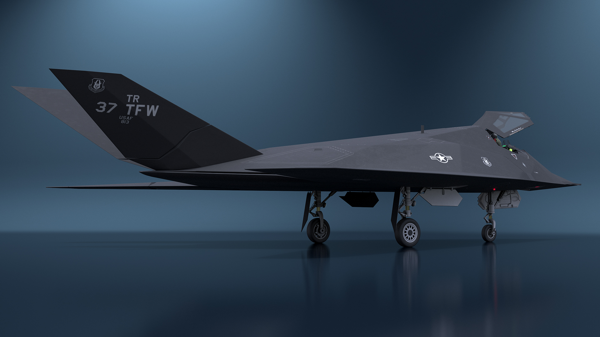 3D Aircraft Stealth F-117 Nighthawk with Pilot model