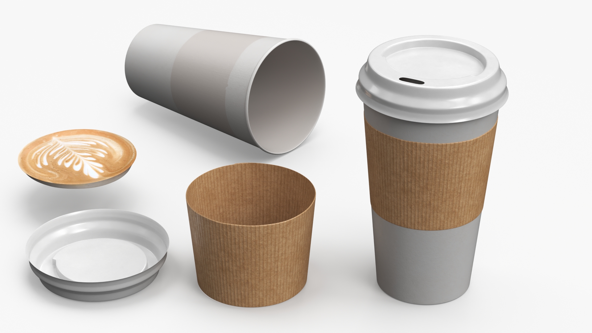 Takeaway Cappuccino Cup with Detached Lid White, view 4