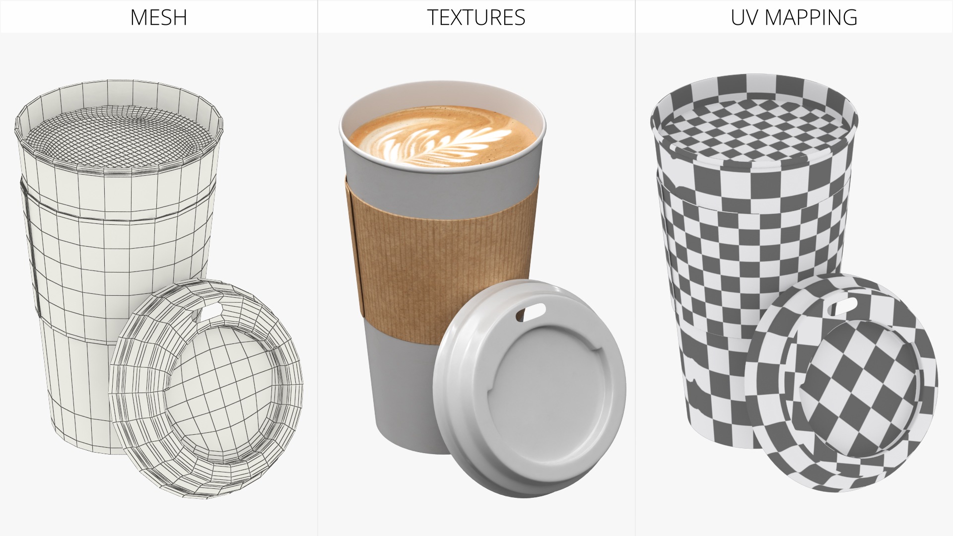 Takeaway Cappuccino Cup with Detached Lid White, view 5