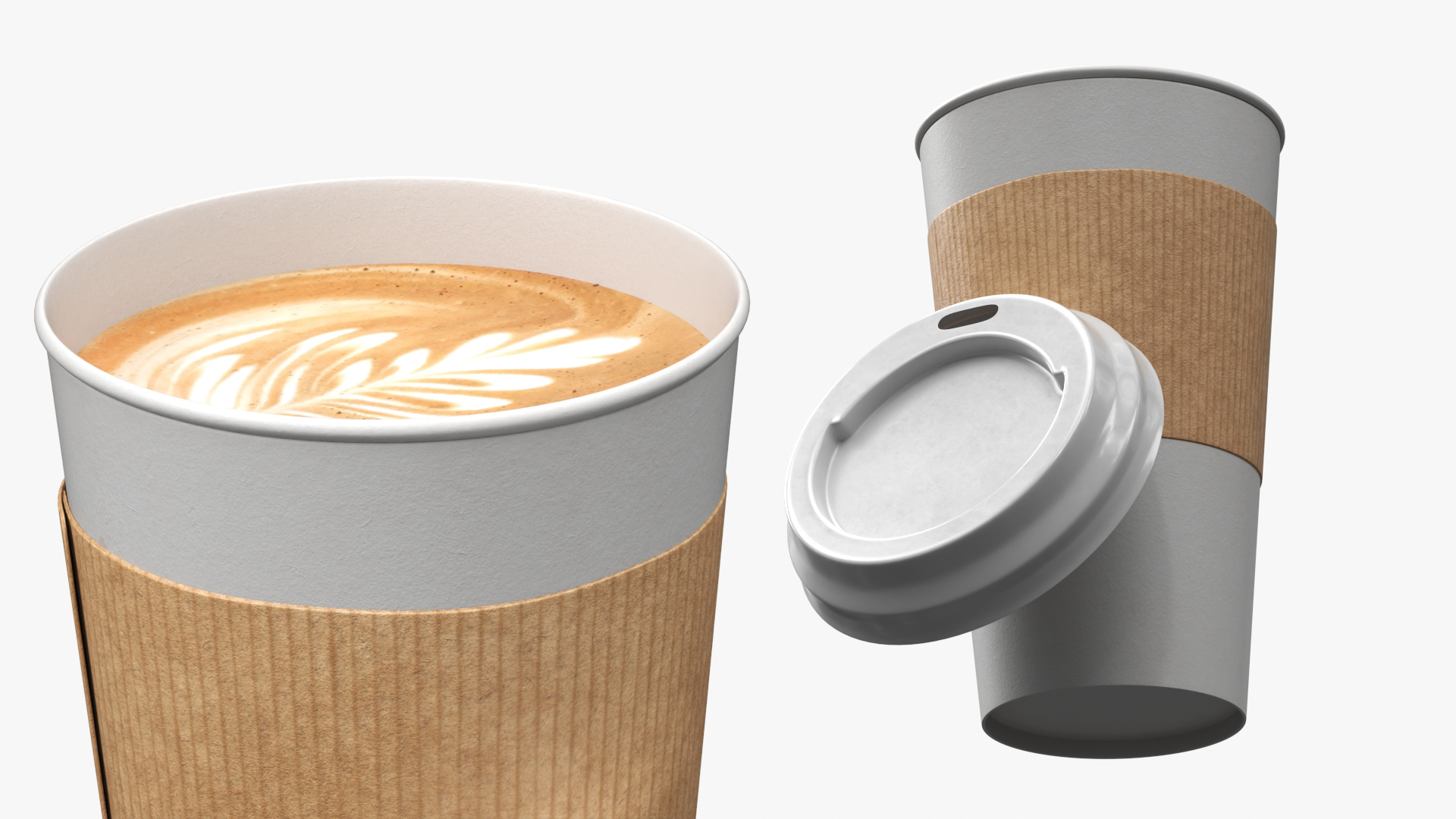 Takeaway Cappuccino Cup with Detached Lid White, view 3