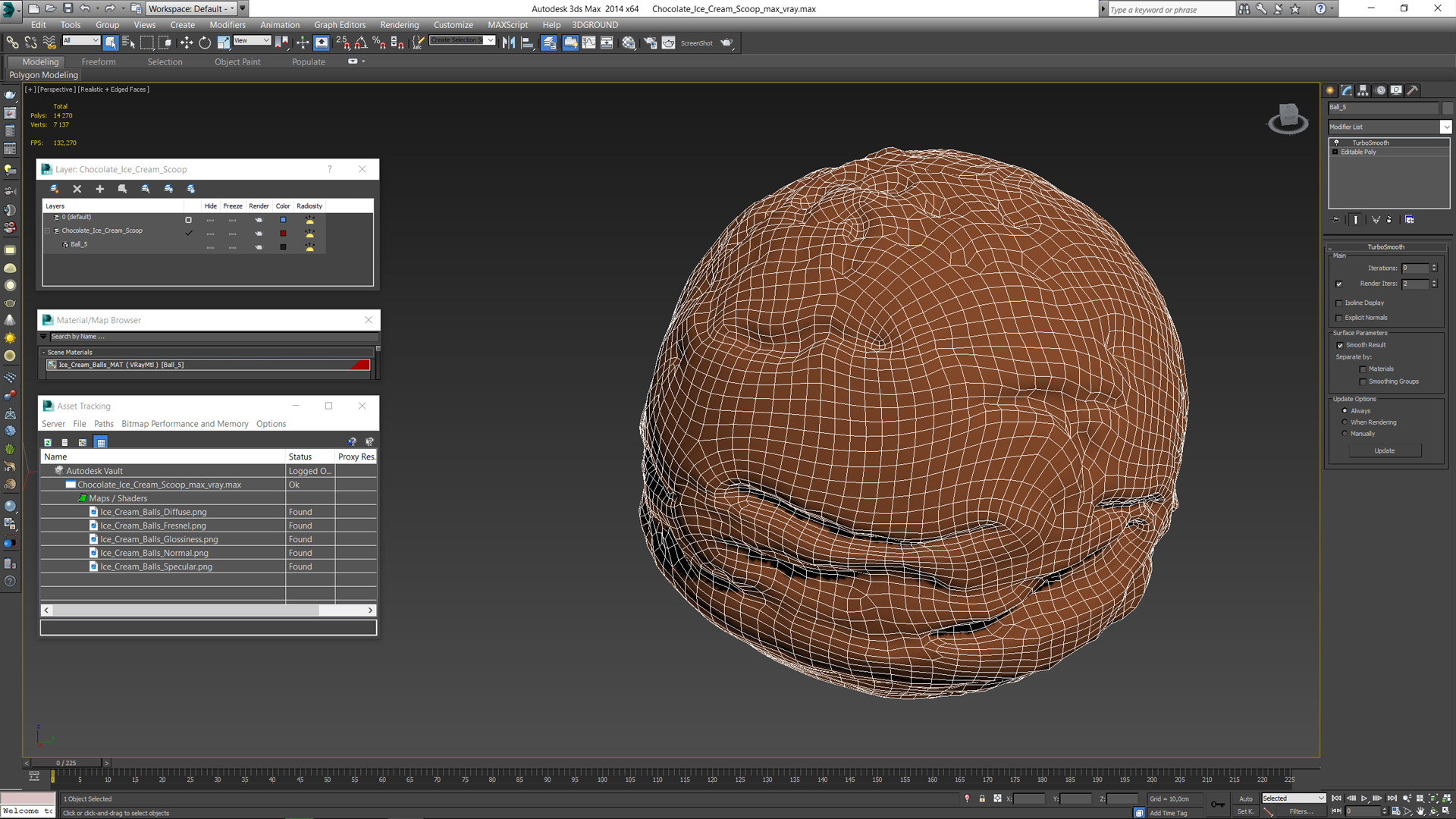 3D model Chocolate Ice Cream Scoop