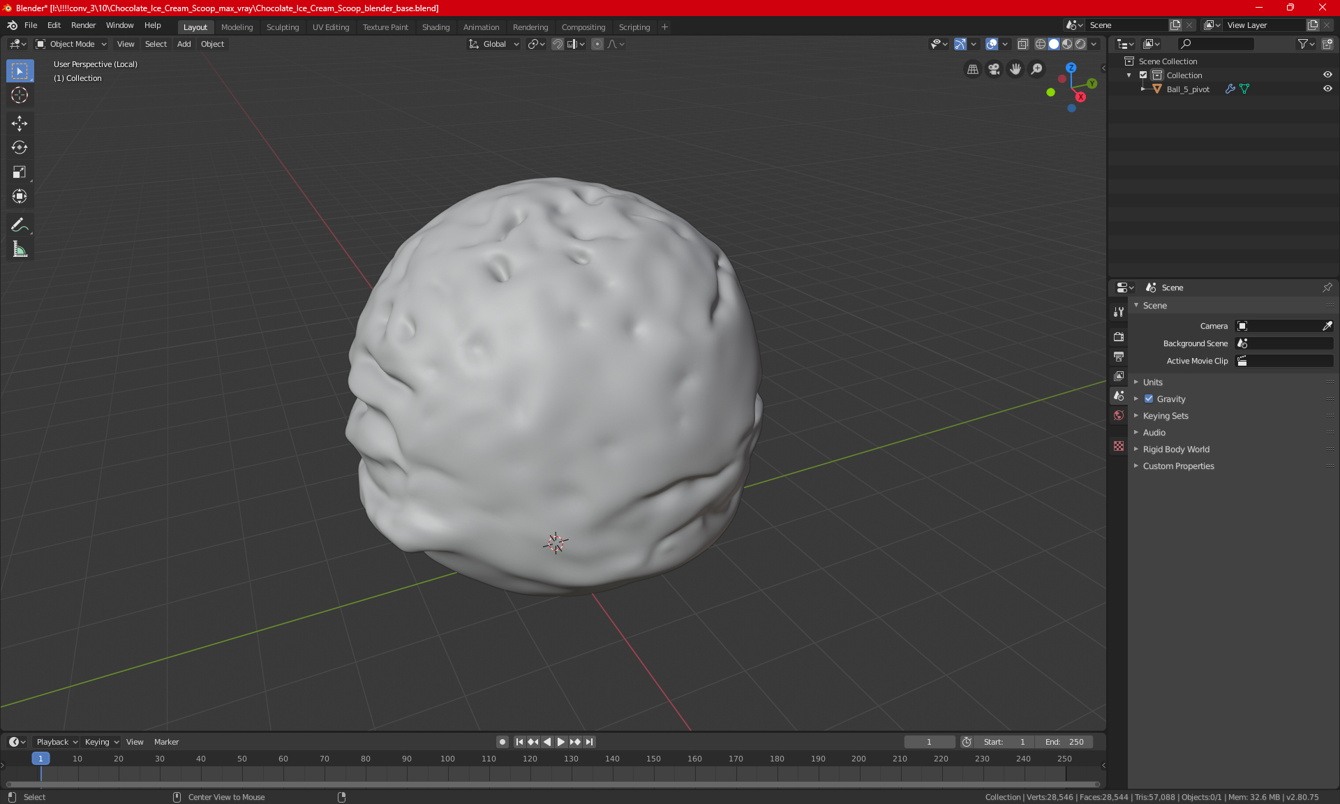 3D model Chocolate Ice Cream Scoop