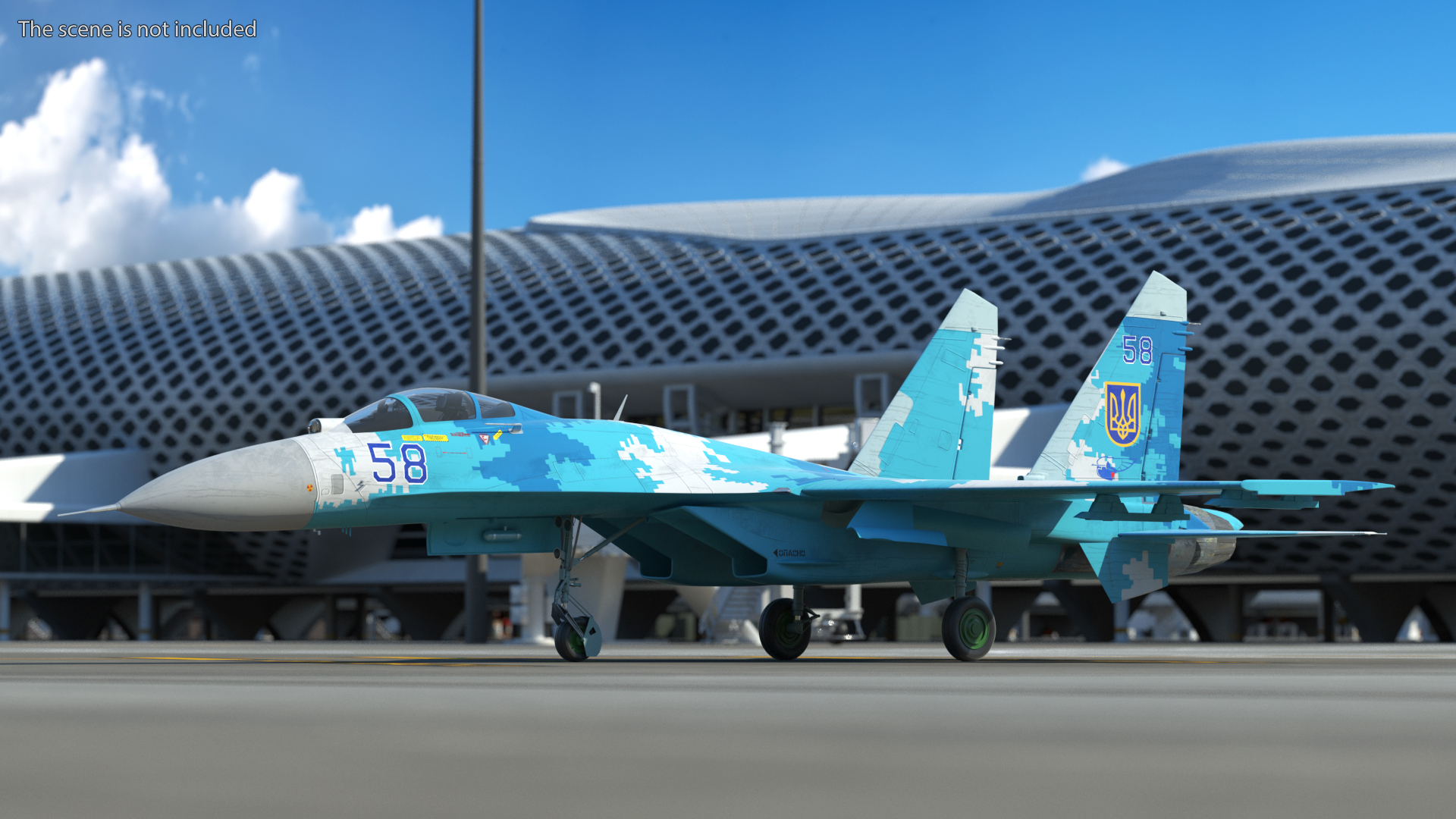 3D Sukhoi Su-27 Ukrainian Fighter Aircraft Rigged