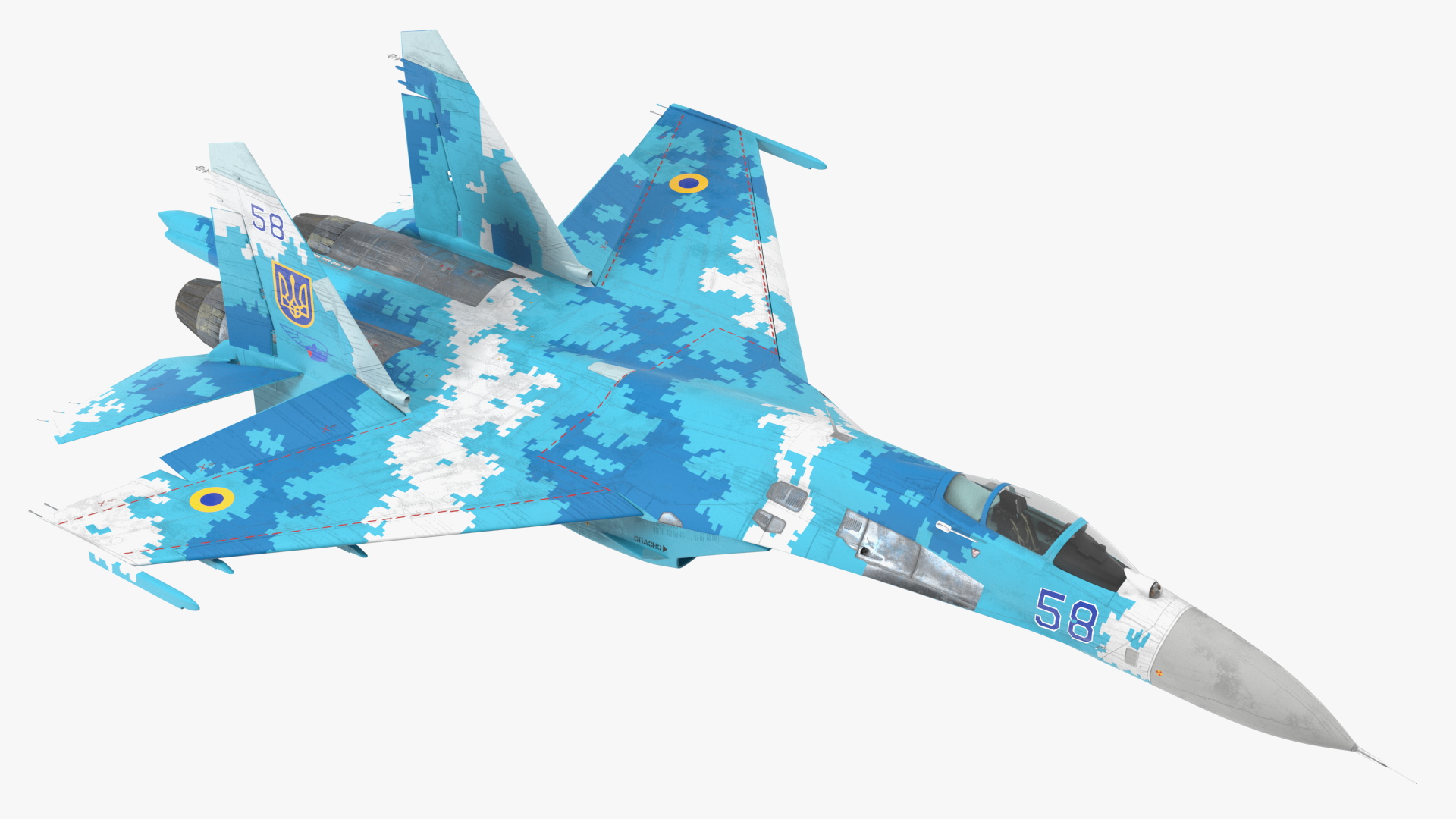 3D Sukhoi Su-27 Ukrainian Fighter Aircraft Rigged