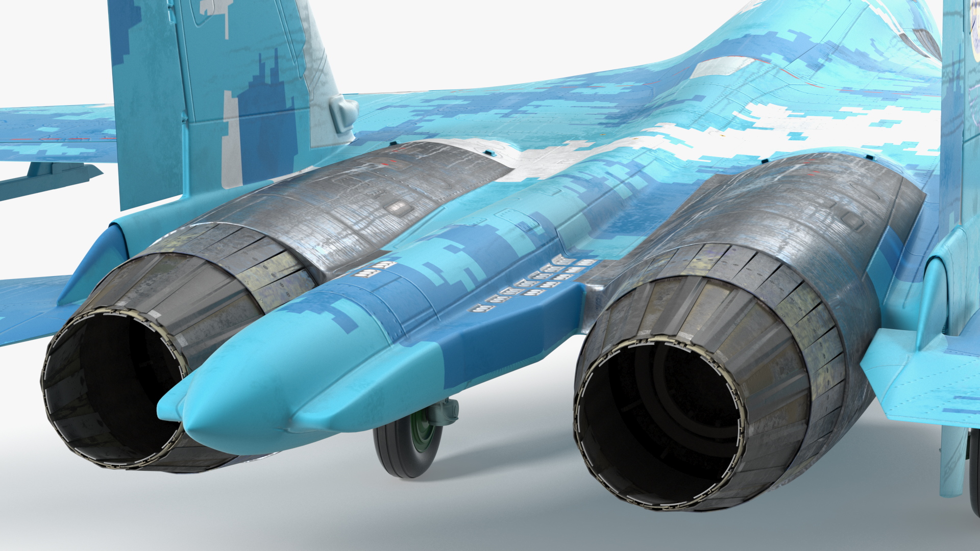 3D Sukhoi Su-27 Ukrainian Fighter Aircraft Rigged