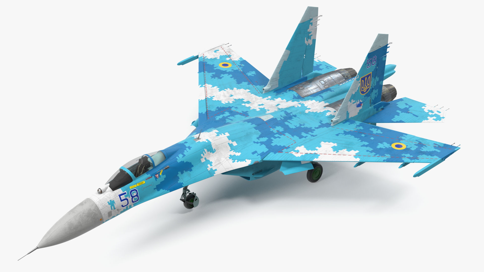 3D Sukhoi Su-27 Ukrainian Fighter Aircraft Rigged