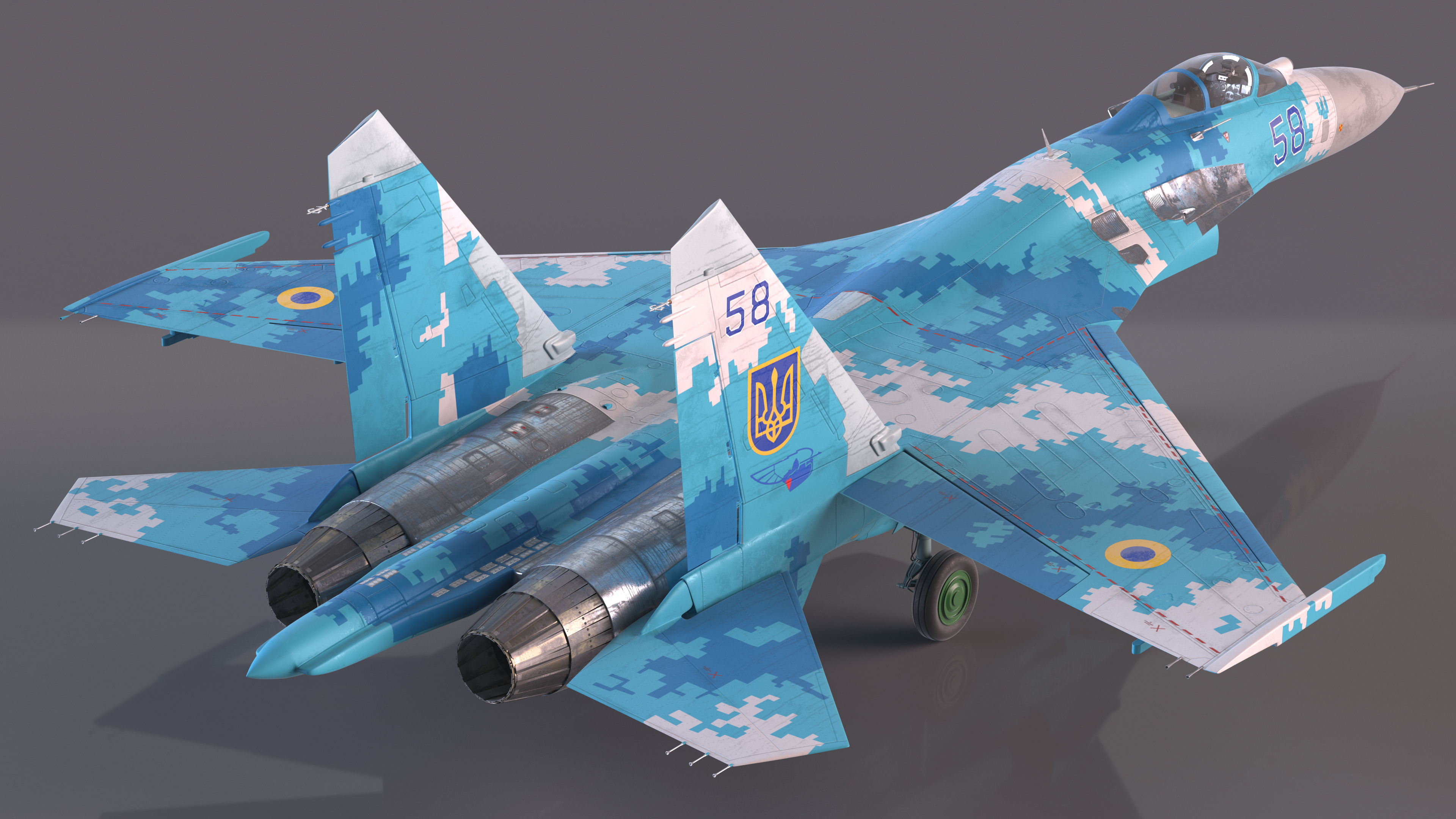 3D Sukhoi Su-27 Ukrainian Fighter Aircraft Rigged