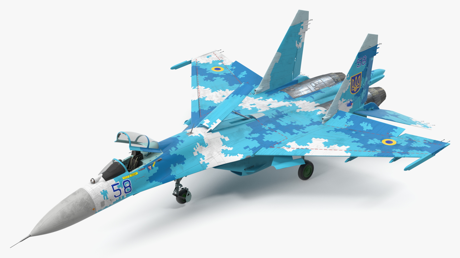 3D Sukhoi Su-27 Ukrainian Fighter Aircraft Rigged