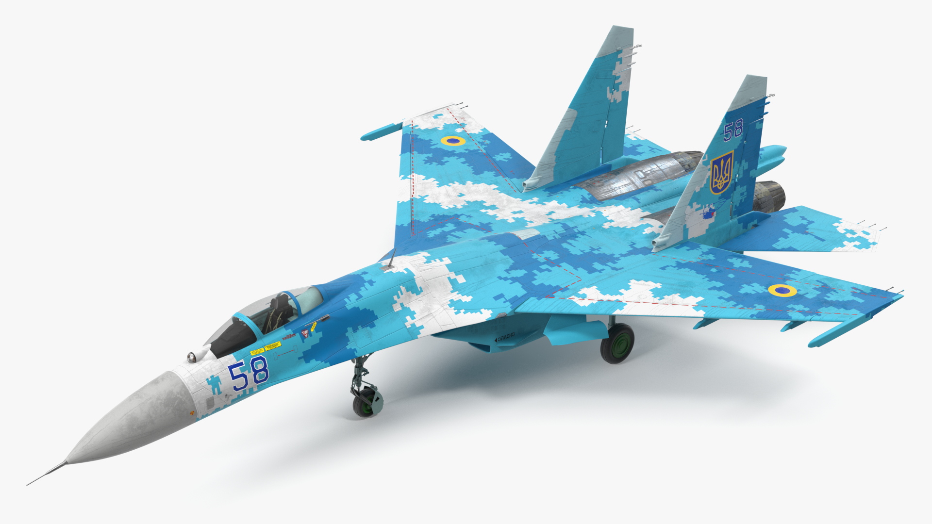 3D Sukhoi Su-27 Ukrainian Fighter Aircraft Rigged