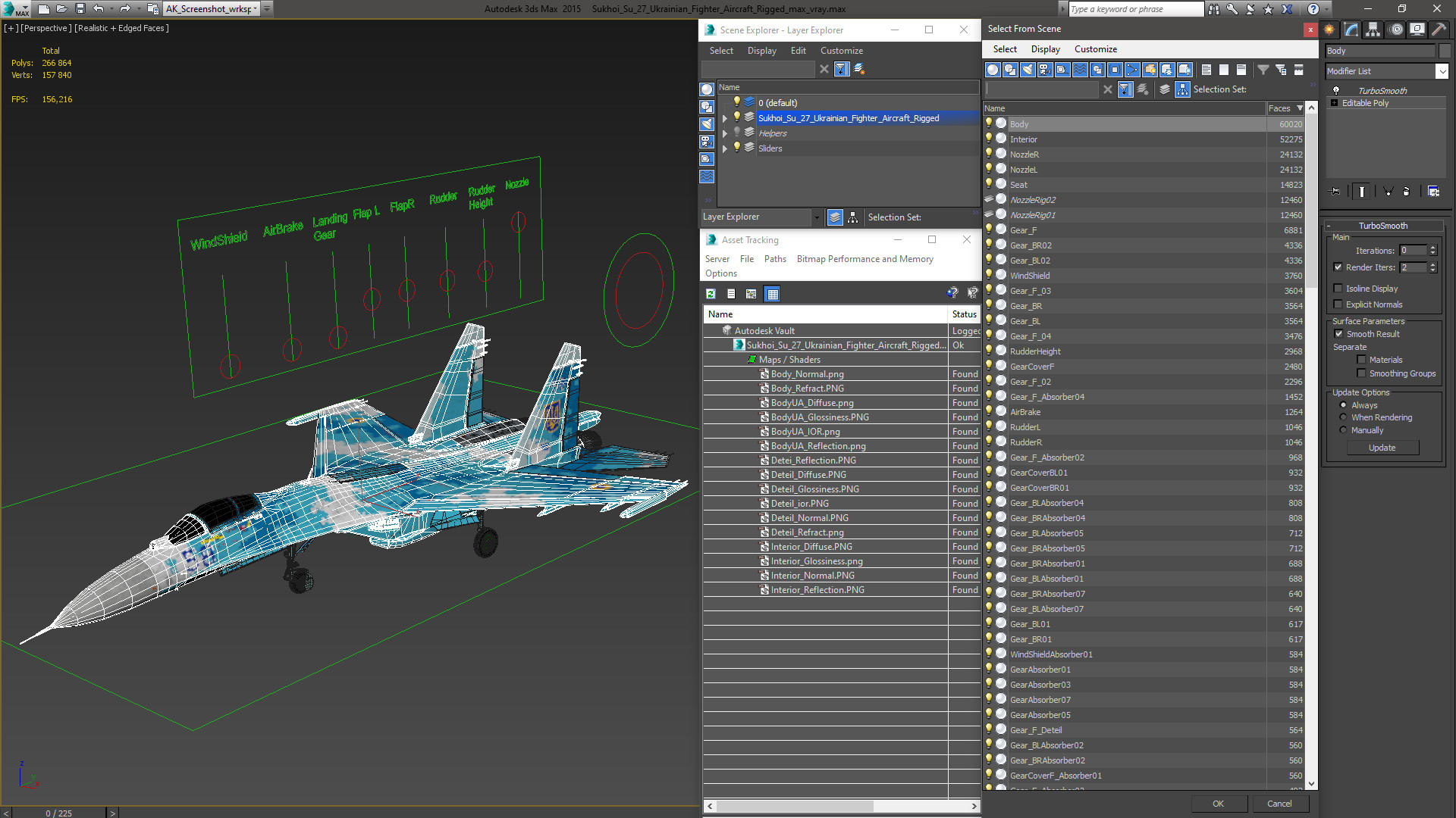 3D Sukhoi Su-27 Ukrainian Fighter Aircraft Rigged