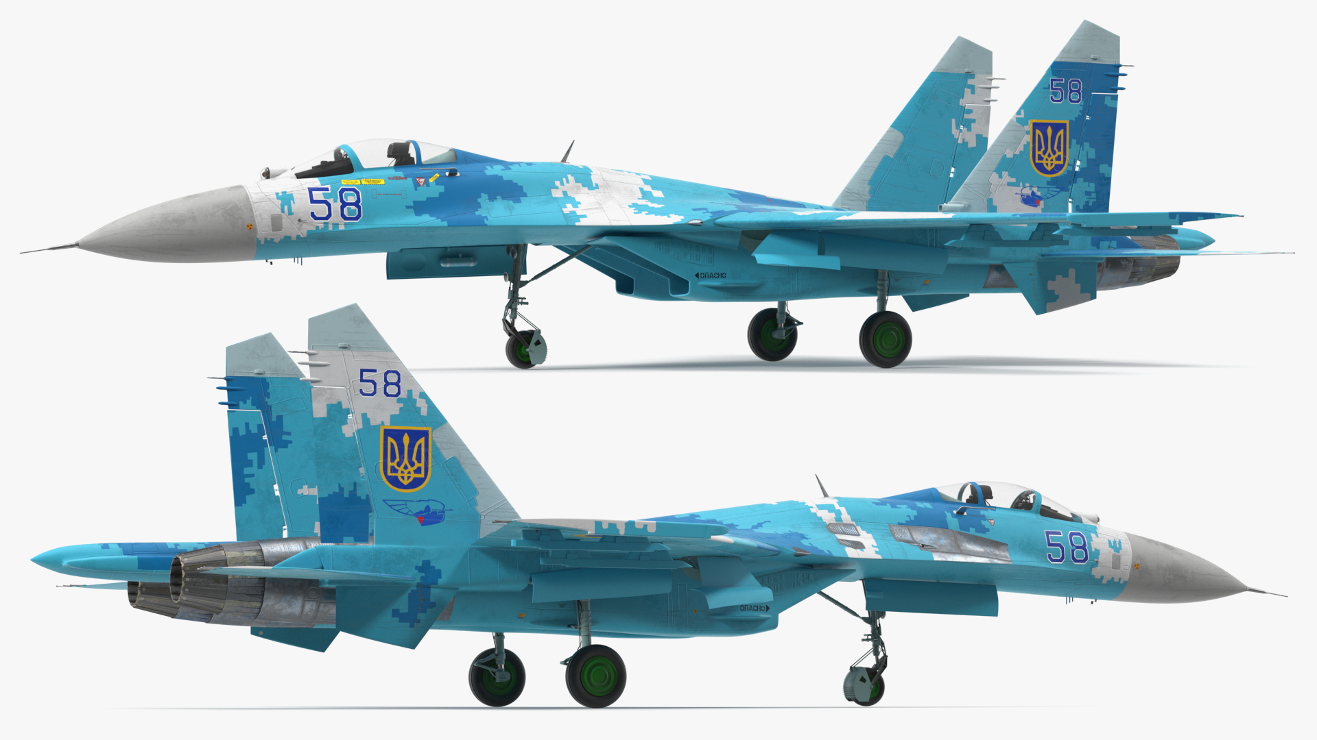 3D Sukhoi Su-27 Ukrainian Fighter Aircraft Rigged
