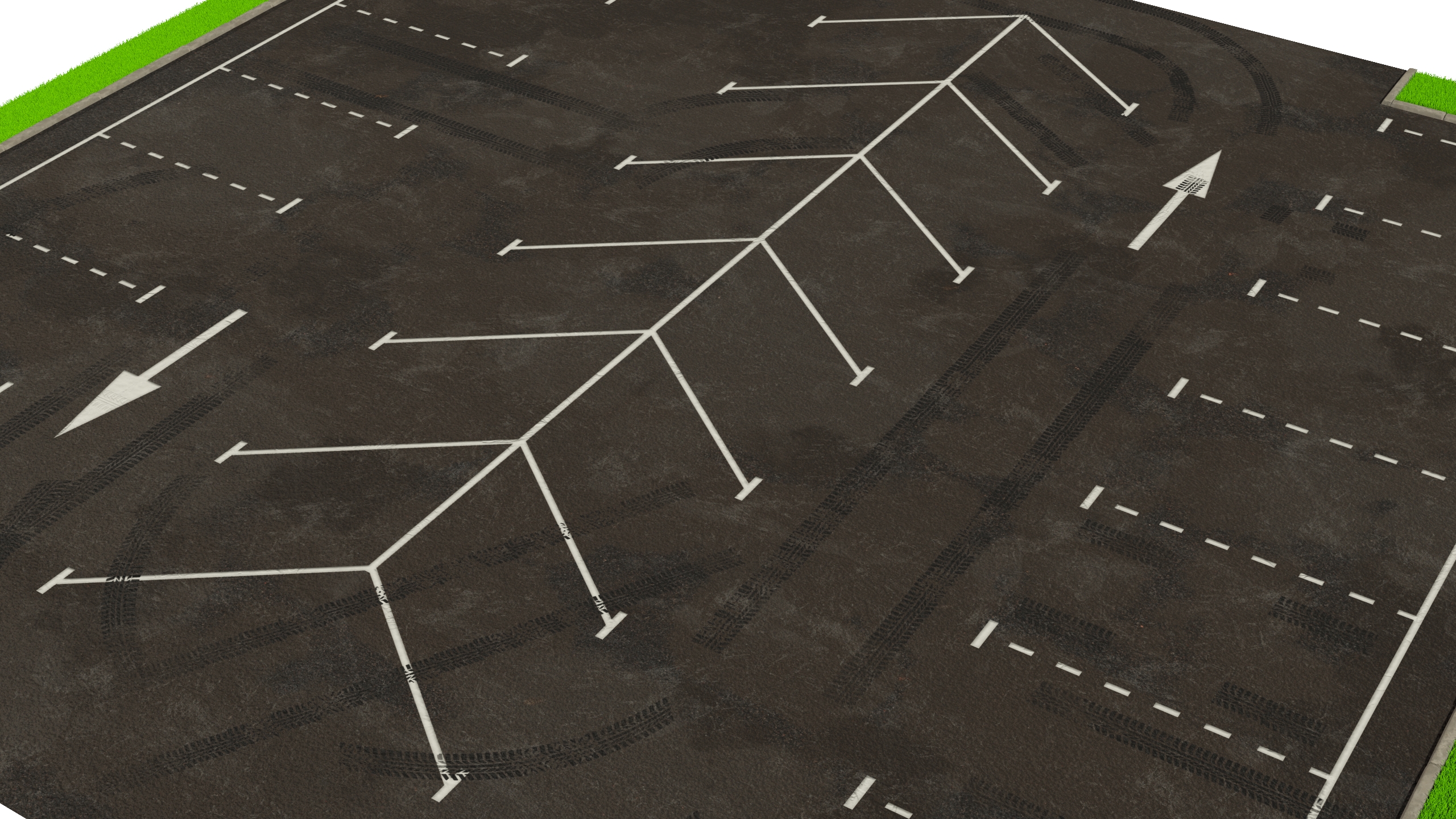 3D Empty Street Parking 26 Lots Old Fur