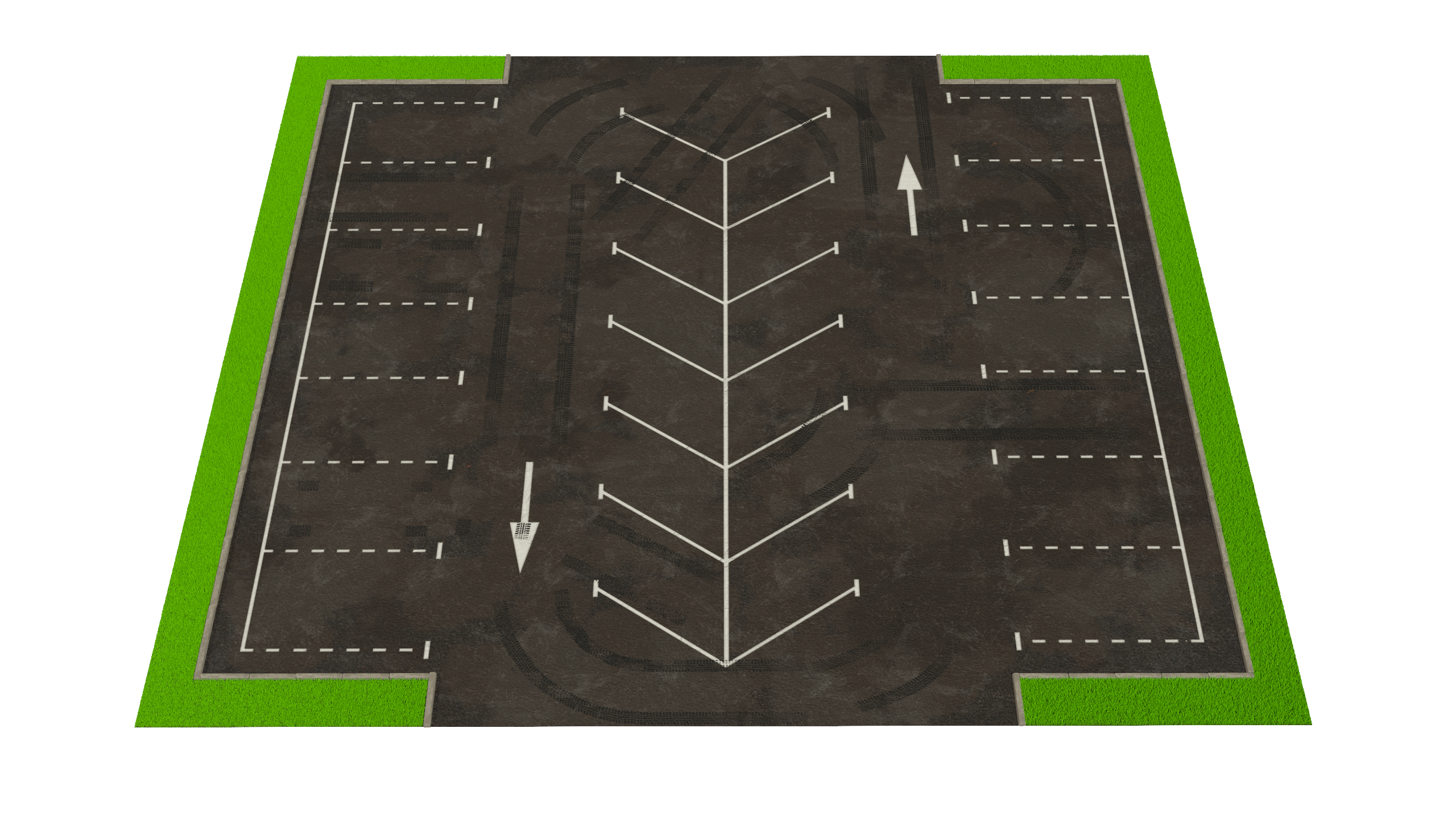 3D Empty Street Parking 26 Lots Old Fur