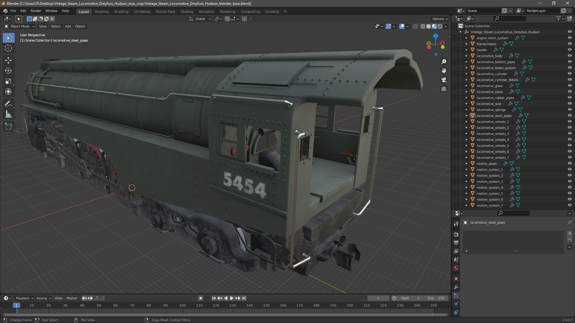 3D model Vintage Steam Locomotive Dreyfuss Hudson