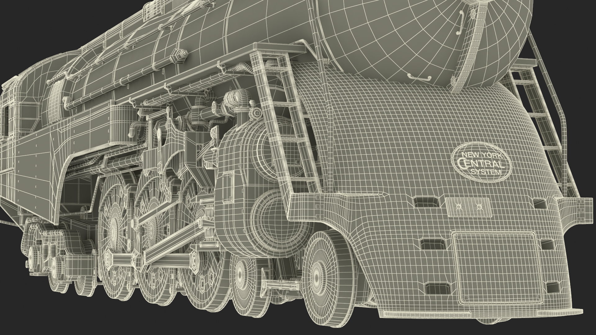 3D model Vintage Steam Locomotive Dreyfuss Hudson