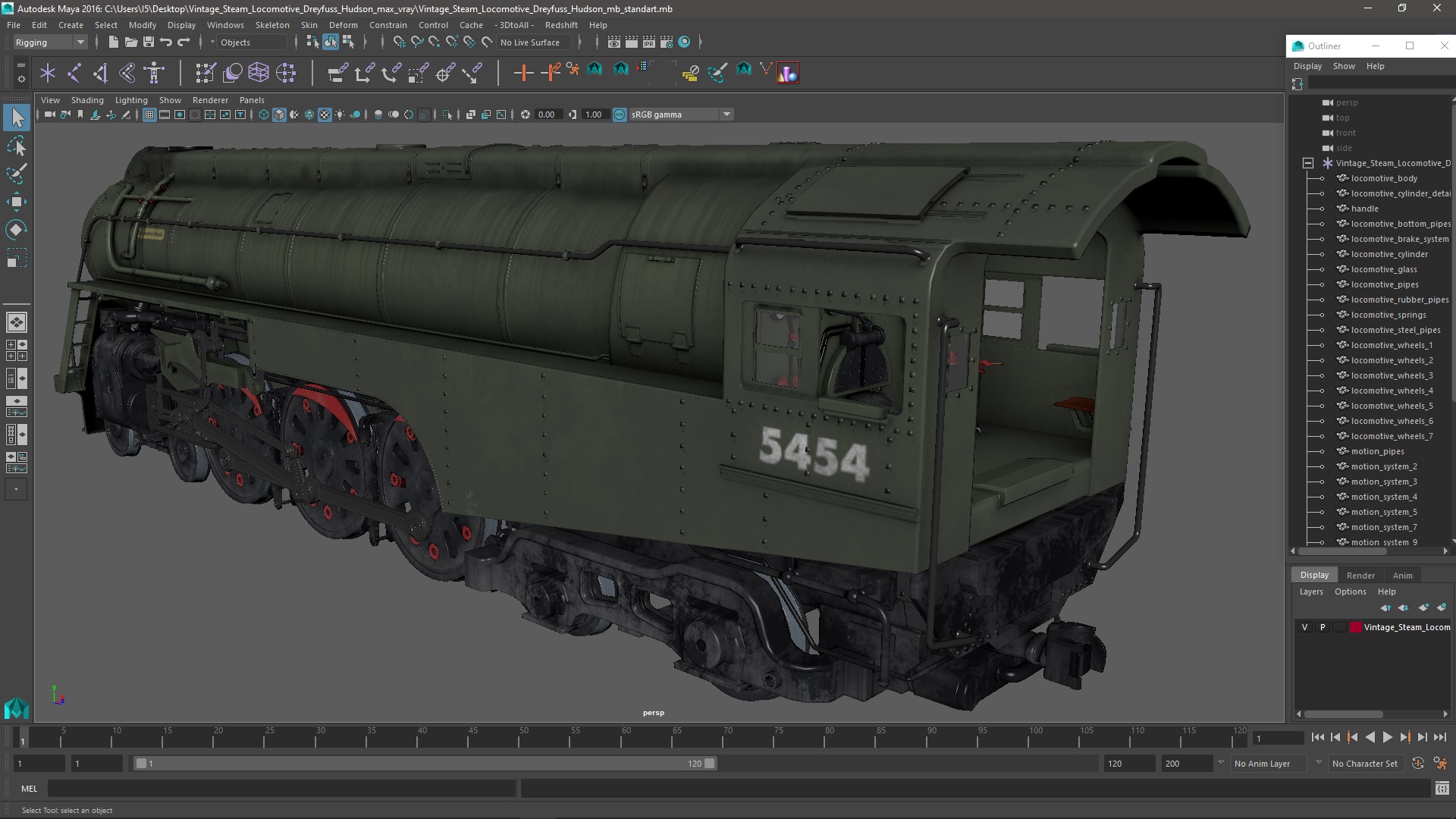 3D model Vintage Steam Locomotive Dreyfuss Hudson