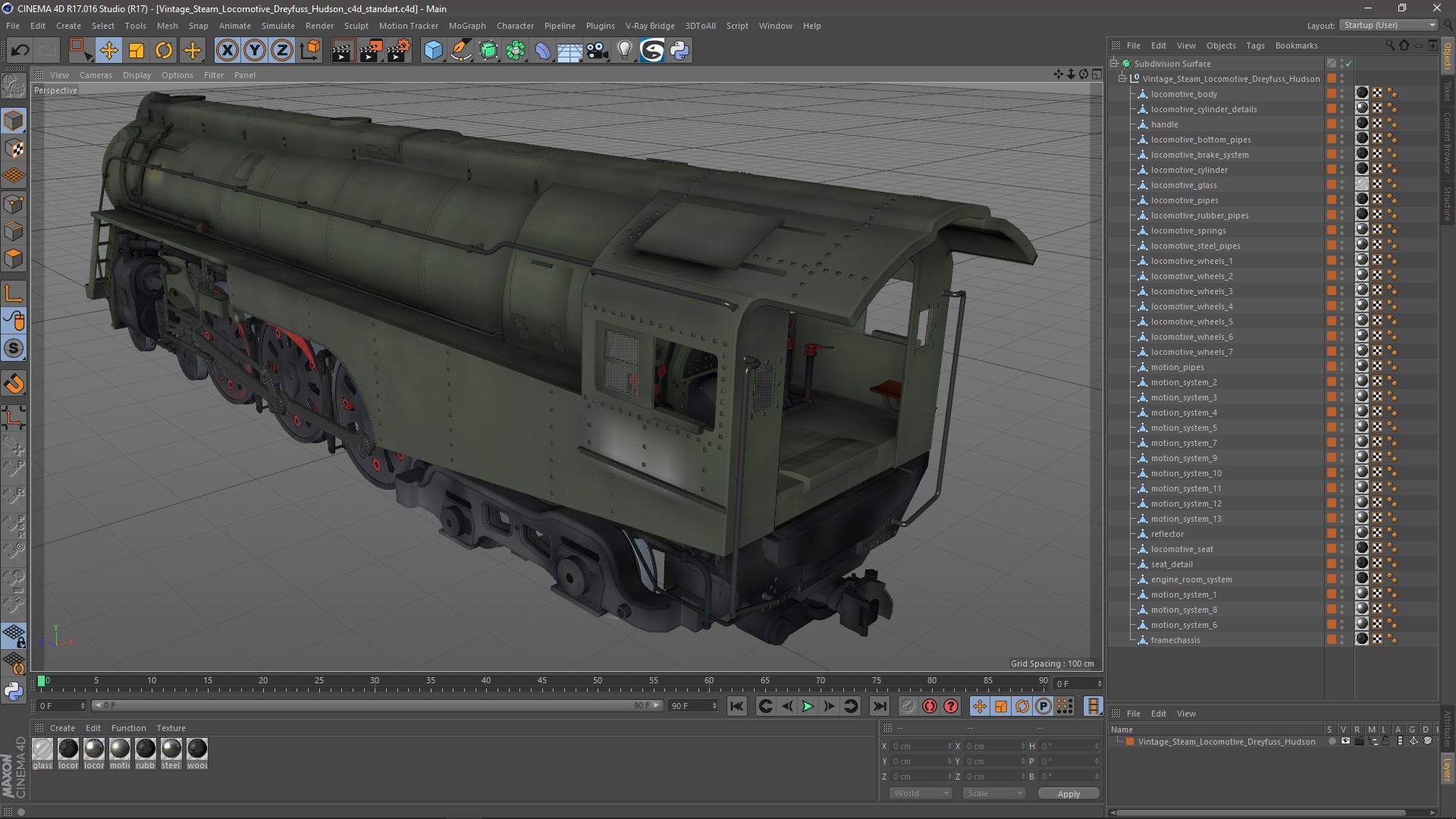 3D model Vintage Steam Locomotive Dreyfuss Hudson