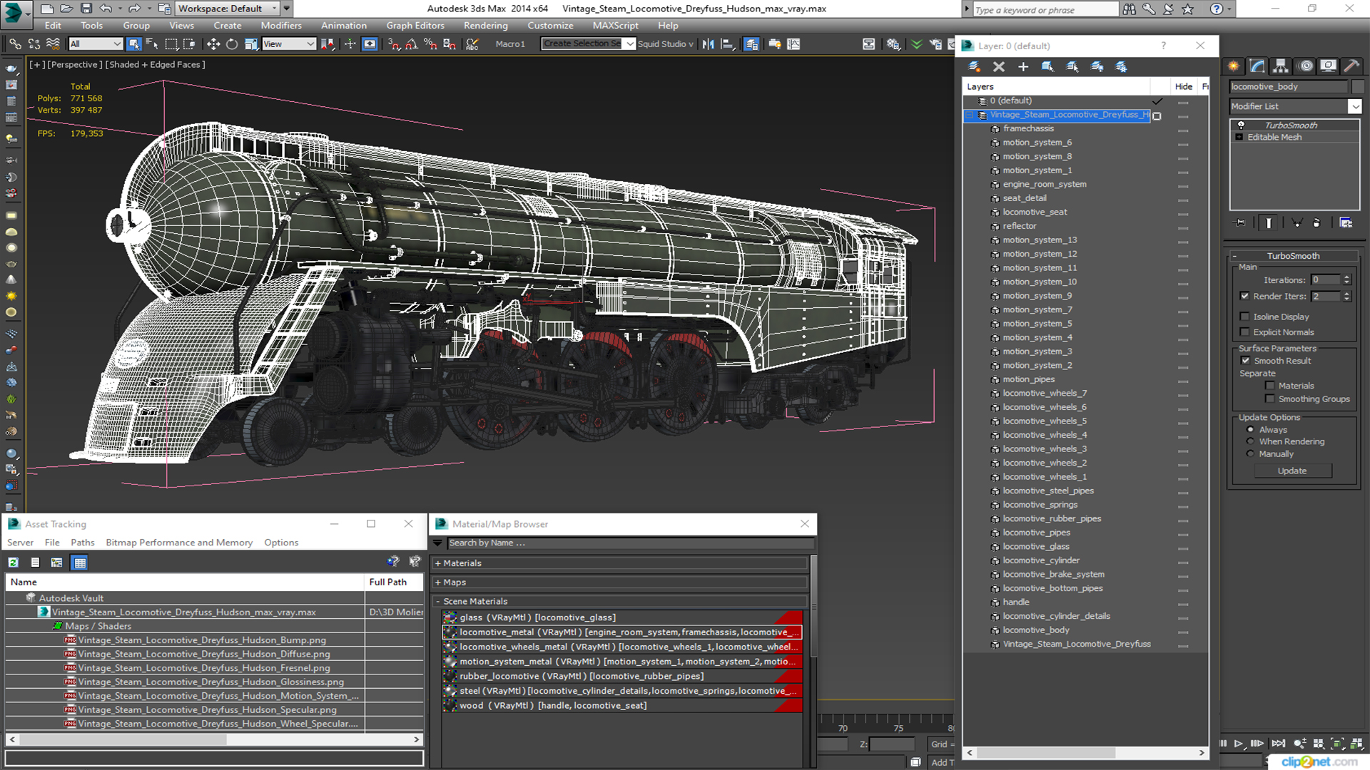 3D model Vintage Steam Locomotive Dreyfuss Hudson