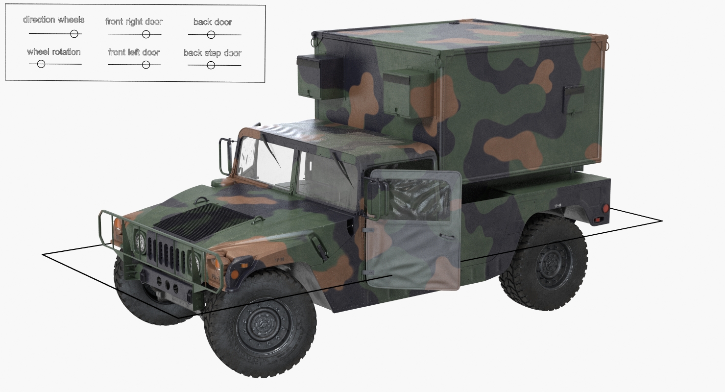 3D Shelter HMMWV m1037 Rigged Camo