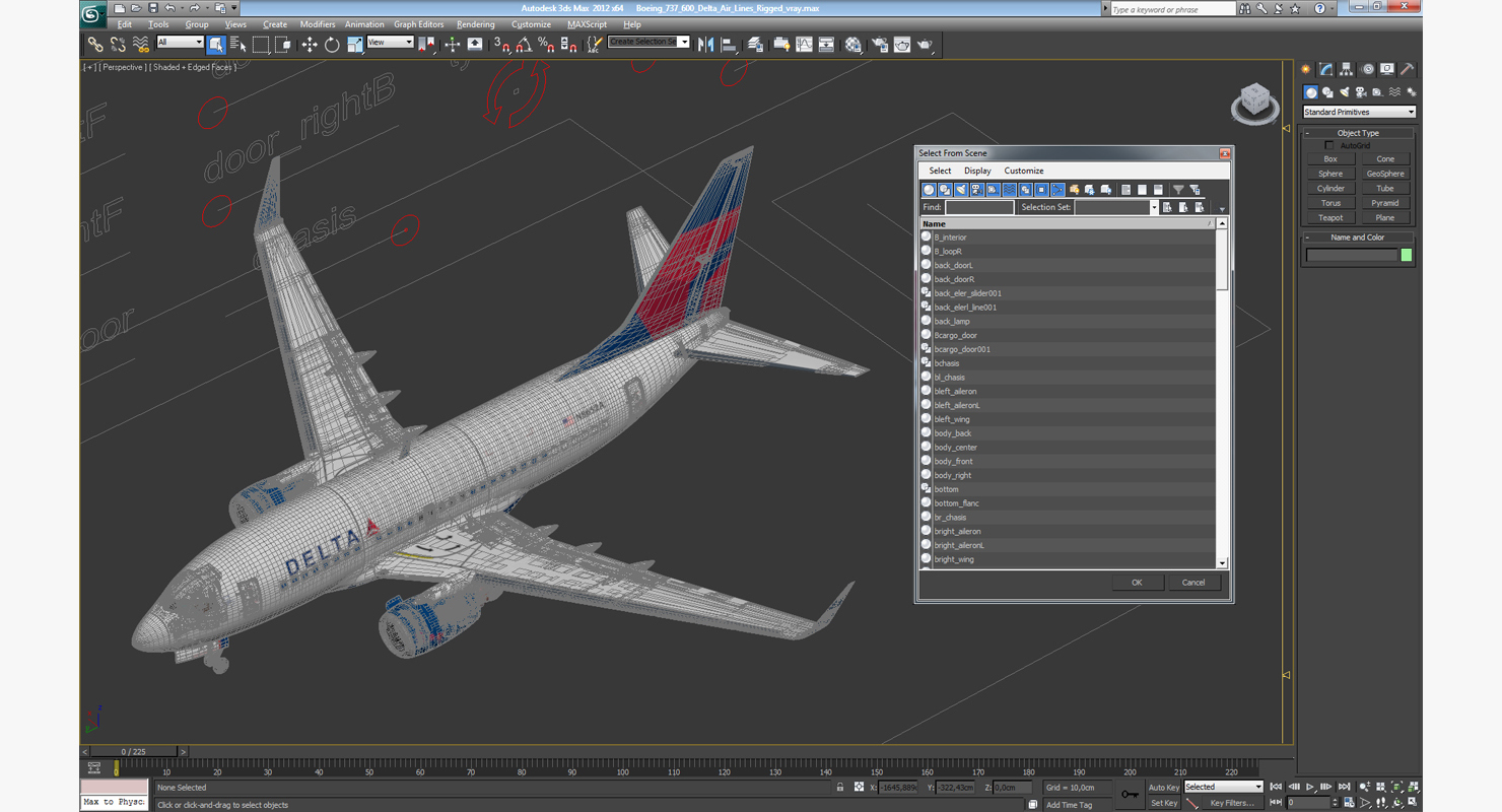Boeing 737 600 Delta Air Lines Rigged 3D