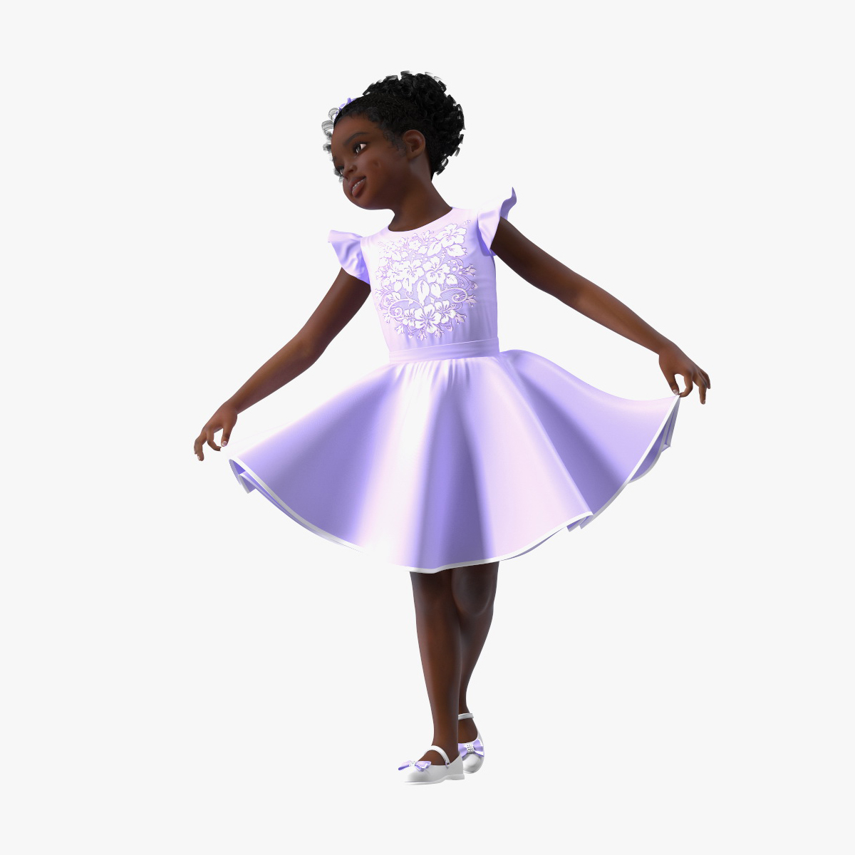 Party Style Black Child Girl Rigged for Maya 3D model