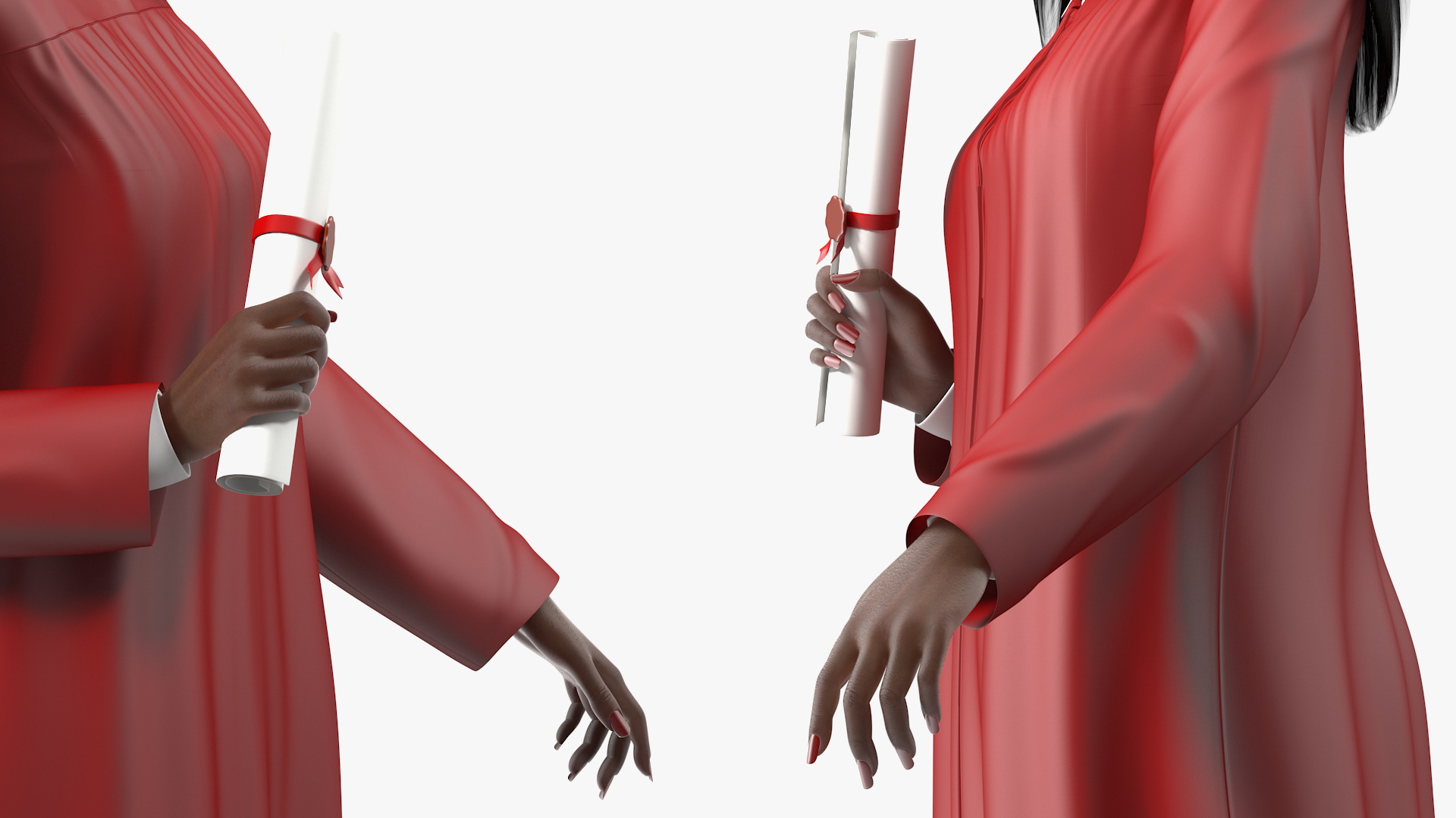 3D model Dark Skin Graduation Gown Woman Standing Pose