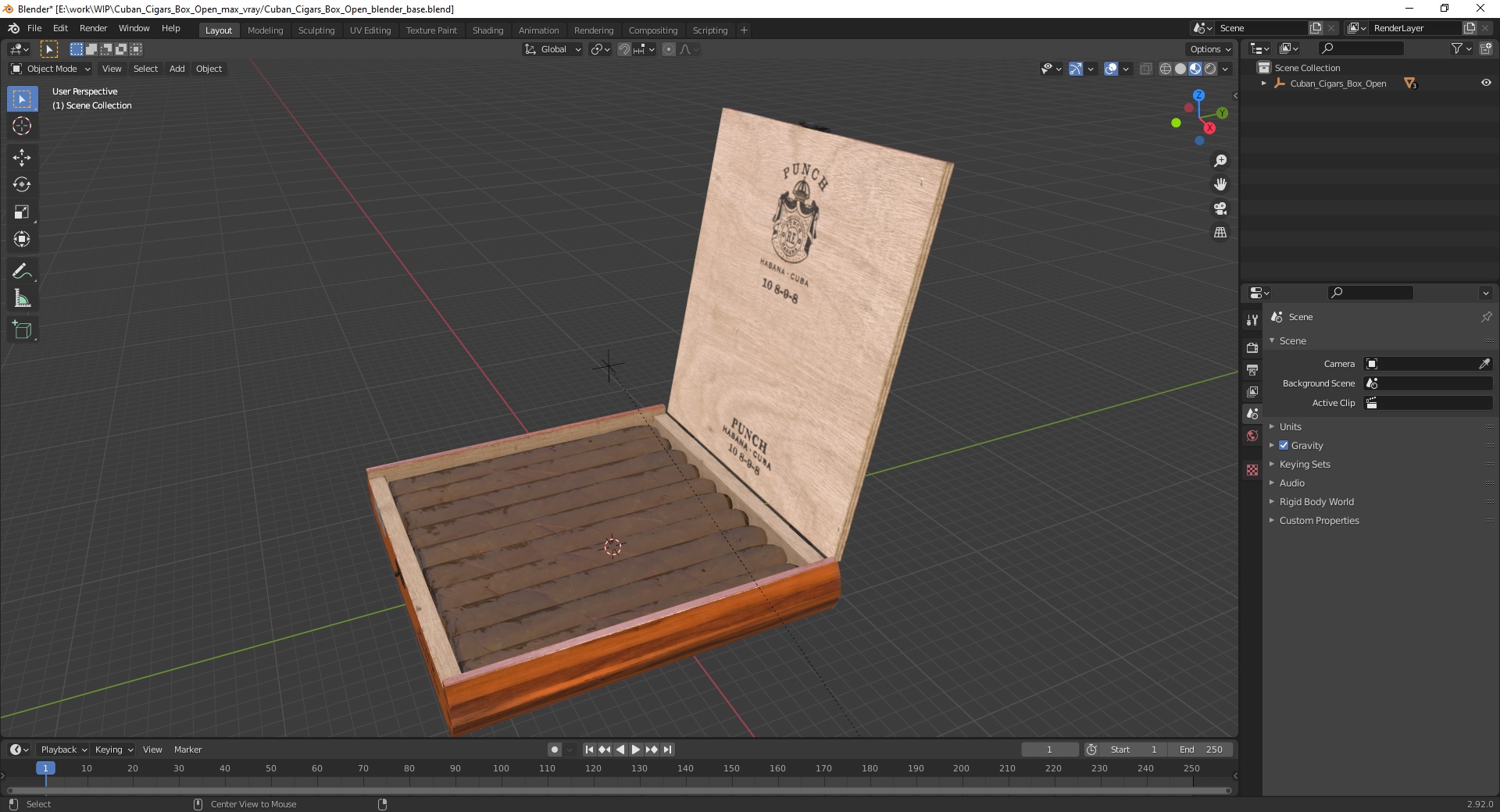 3D Cuban Cigars Box Open